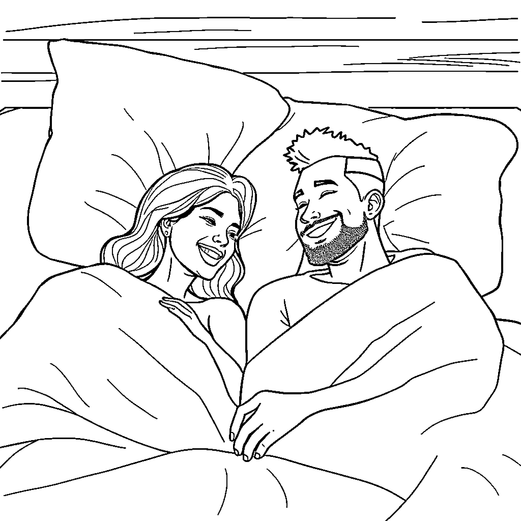 Couple enjoying a cozy moment outdoors Coloring Page (free black-and-white line drawing printable PDF for all, from beginners to advanced learners, including children, teens, adults, and seniors)