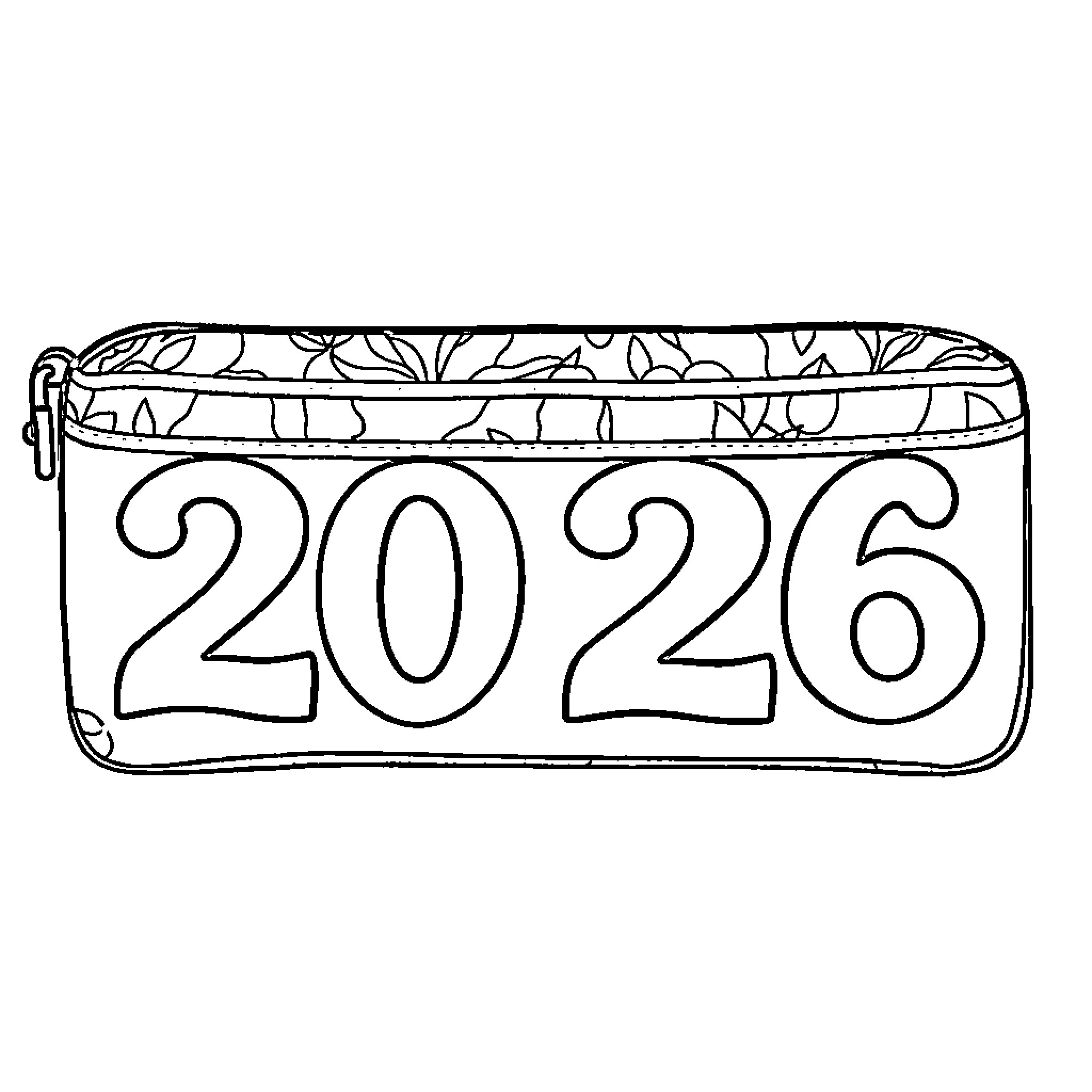 Pencil Case with Floral Pattern Coloring Page (free black-and-white line drawing printable PDF for all, from beginners to advanced learners, including children, teens, adults, and seniors)