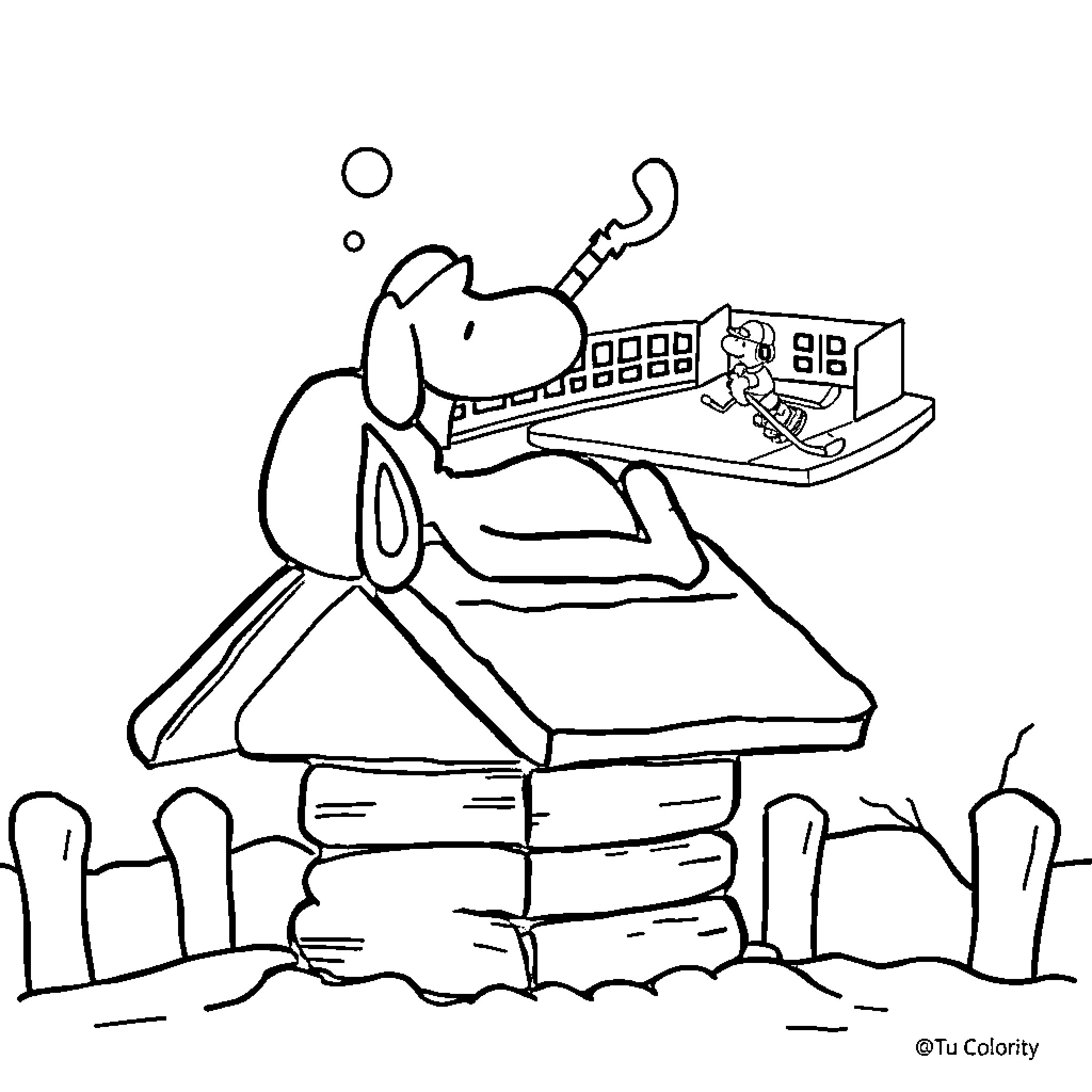 Snoopy enjoying a cozy laptop session outdoors Coloring Page (free black-and-white line drawing printable PDF for all, from beginners to advanced learners, including children, teens, adults, and seniors)