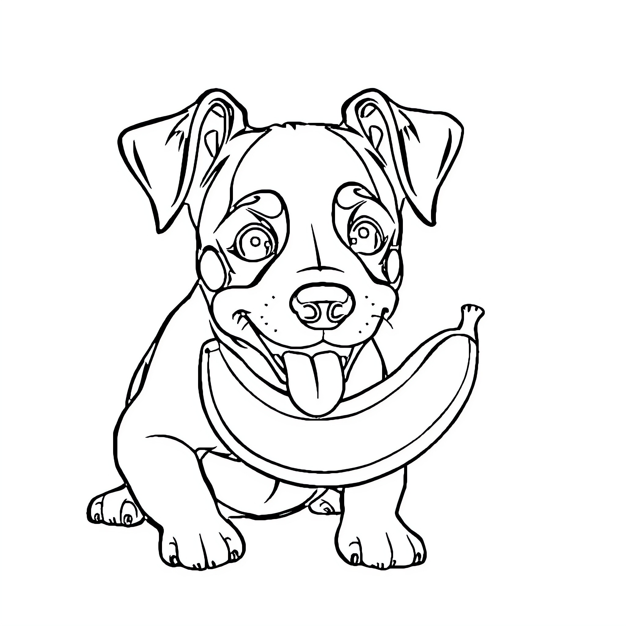 Jack Russel Terrier Pup with Friendly Expression Coloring Page (free black-and-white line drawing printable PDF for all, from beginners to advanced learners, including children, teens, adults, and seniors)