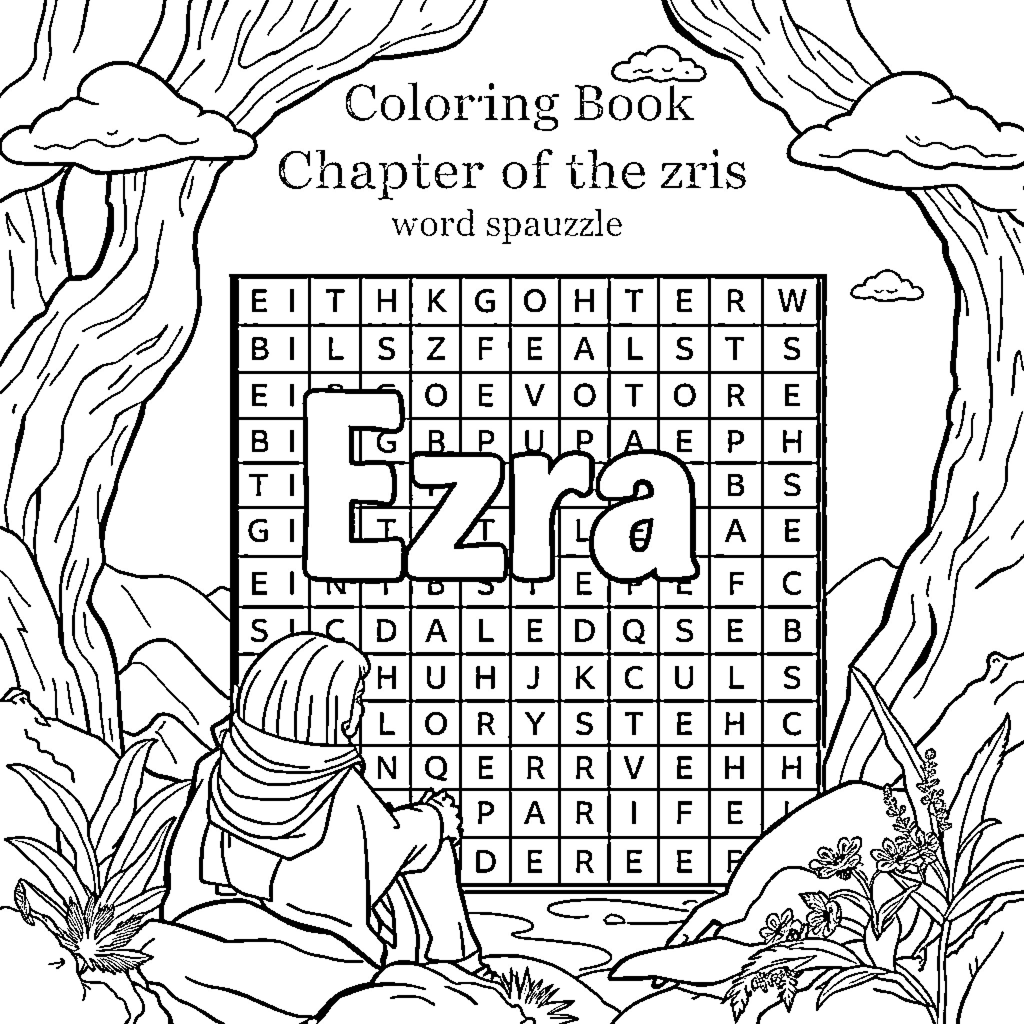 Word Search: Chapter of the Zris Word Puzzle Coloring Page (free black-and-white line drawing printable PDF for all, from beginners to advanced learners, including children, teens, adults, and seniors)