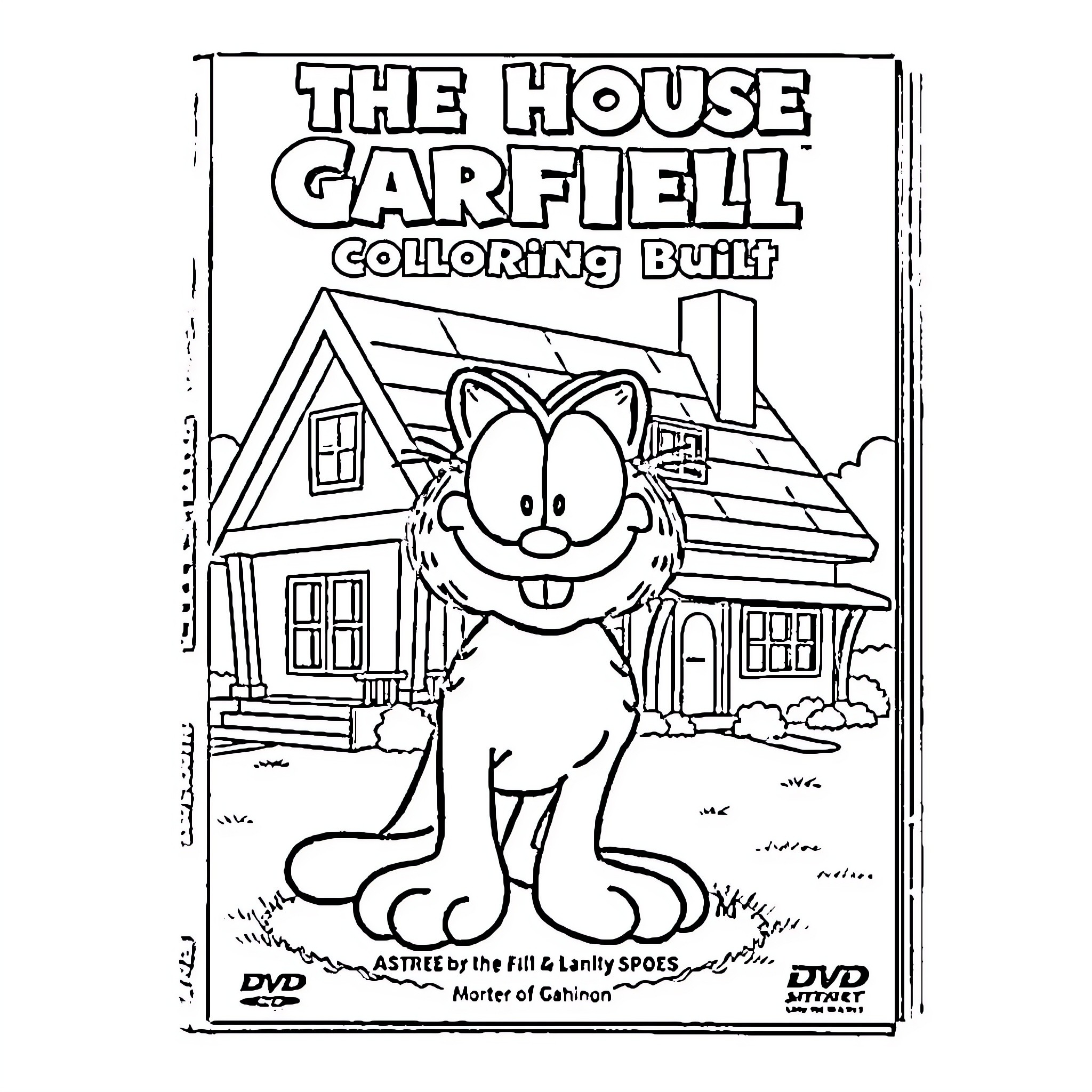Garfield's House Coloring Book Adventure Coloring Page (free black-and-white line drawing printable PDF for all, from beginners to advanced learners, including children, teens, adults, and seniors)