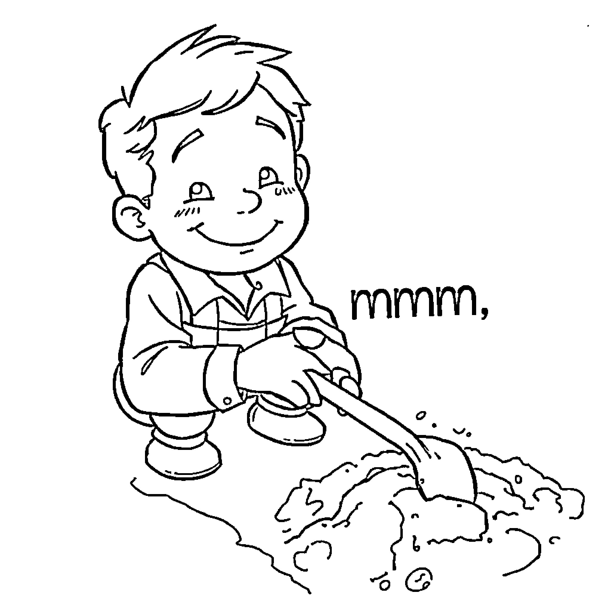 Dig into the Imagination of a Young Mind Coloring Page (free black-and-white line drawing printable PDF for all, from beginners to advanced learners, including children, teens, adults, and seniors)