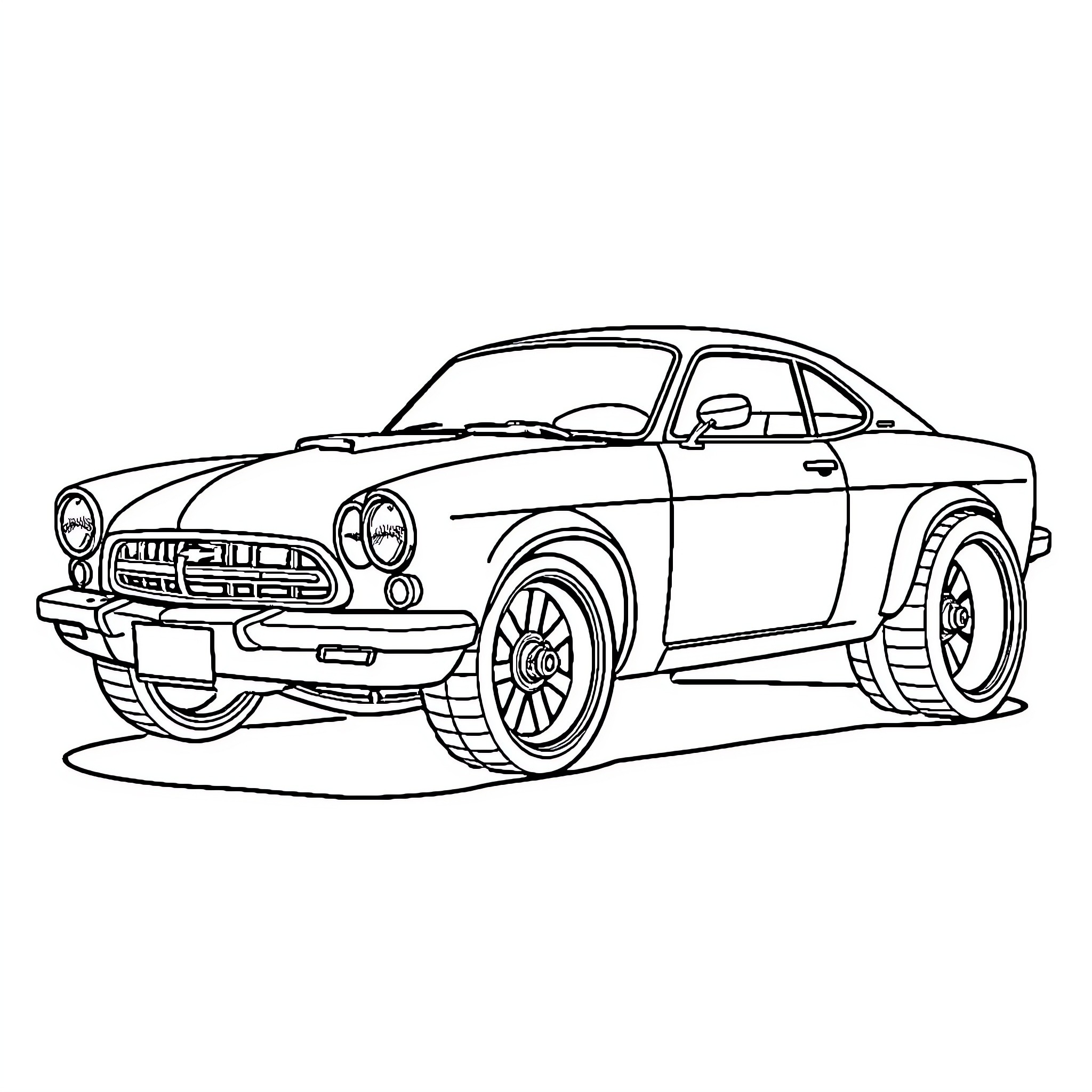 Donk Car racing on the track Coloring Page (free black-and-white line drawing printable PDF for all, from beginners to advanced learners, including children, teens, adults, and seniors)