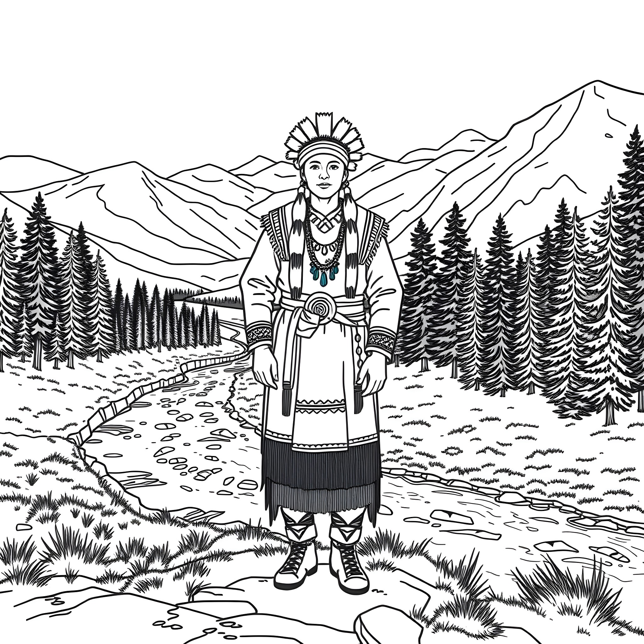 Clothing in the Wilderness Coloring Page (free black-and-white line drawing printable PDF for all, from beginners to advanced learners, including children, teens, adults, and seniors)