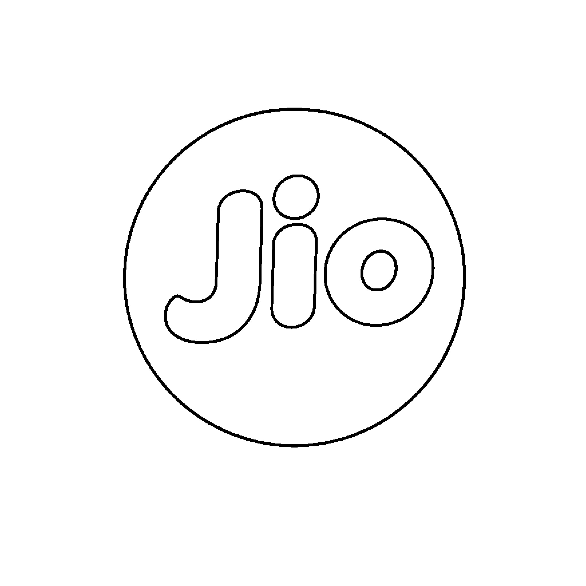 Jio branding and logo Coloring Page (free black-and-white line drawing printable PDF for all, from beginners to advanced learners, including children, teens, adults, and seniors)
