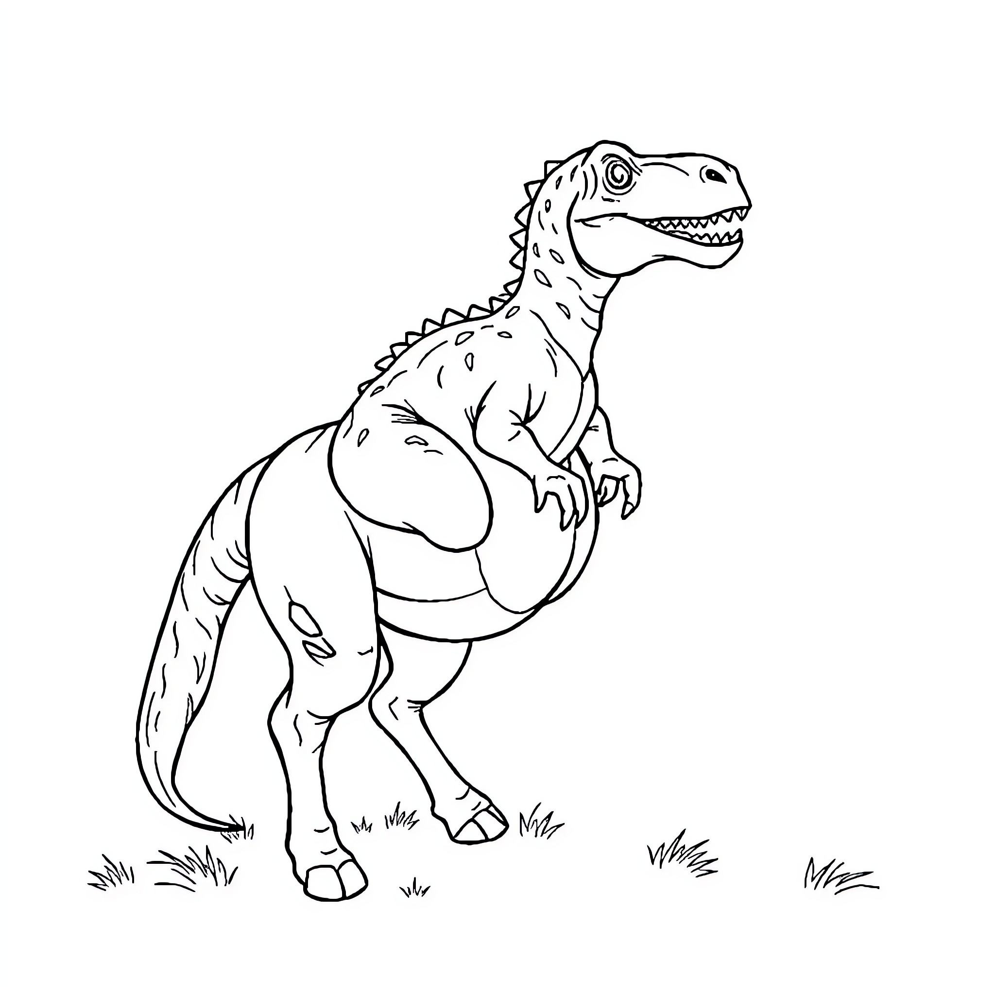 Dinosaur standing tall in the wilderness Coloring Page (free black-and-white line drawing printable PDF for all, from beginners to advanced learners, including children, teens, adults, and seniors)