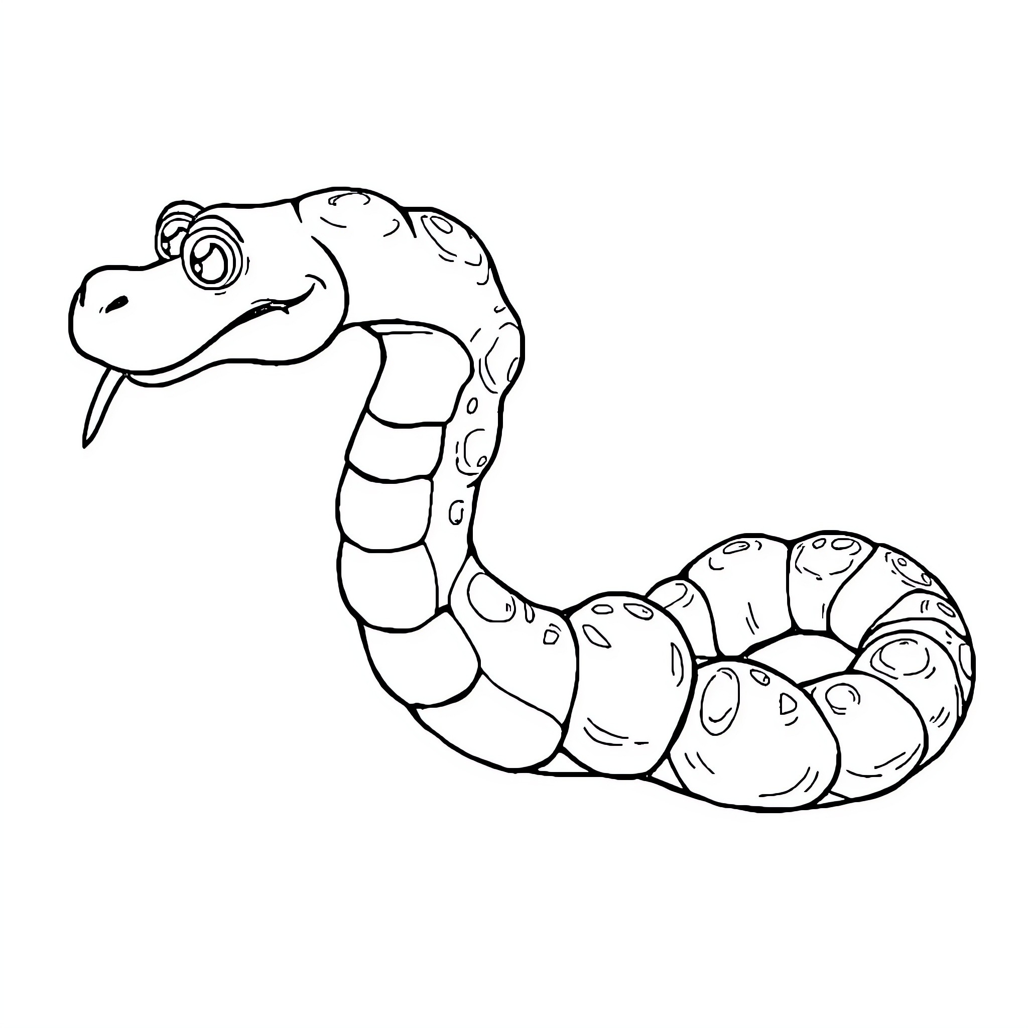 Snake slithering and coiling playfully Coloring Page (free black-and-white line drawing printable PDF for all, from beginners to advanced learners, including children, teens, adults, and seniors)