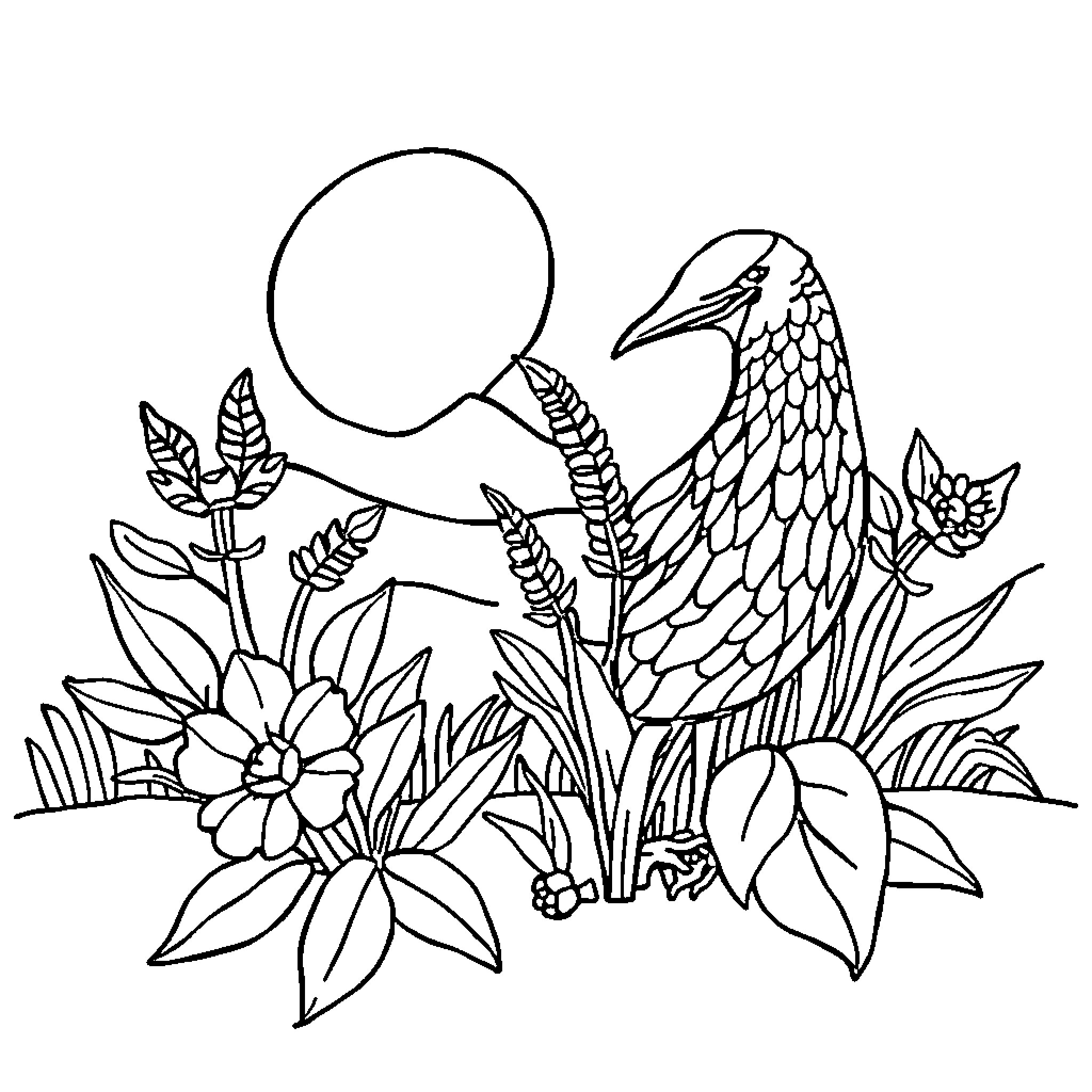 Course of Nature's Beauty Unfurls Coloring Page (free black-and-white line drawing printable PDF for all, from beginners to advanced learners, including children, teens, adults, and seniors)