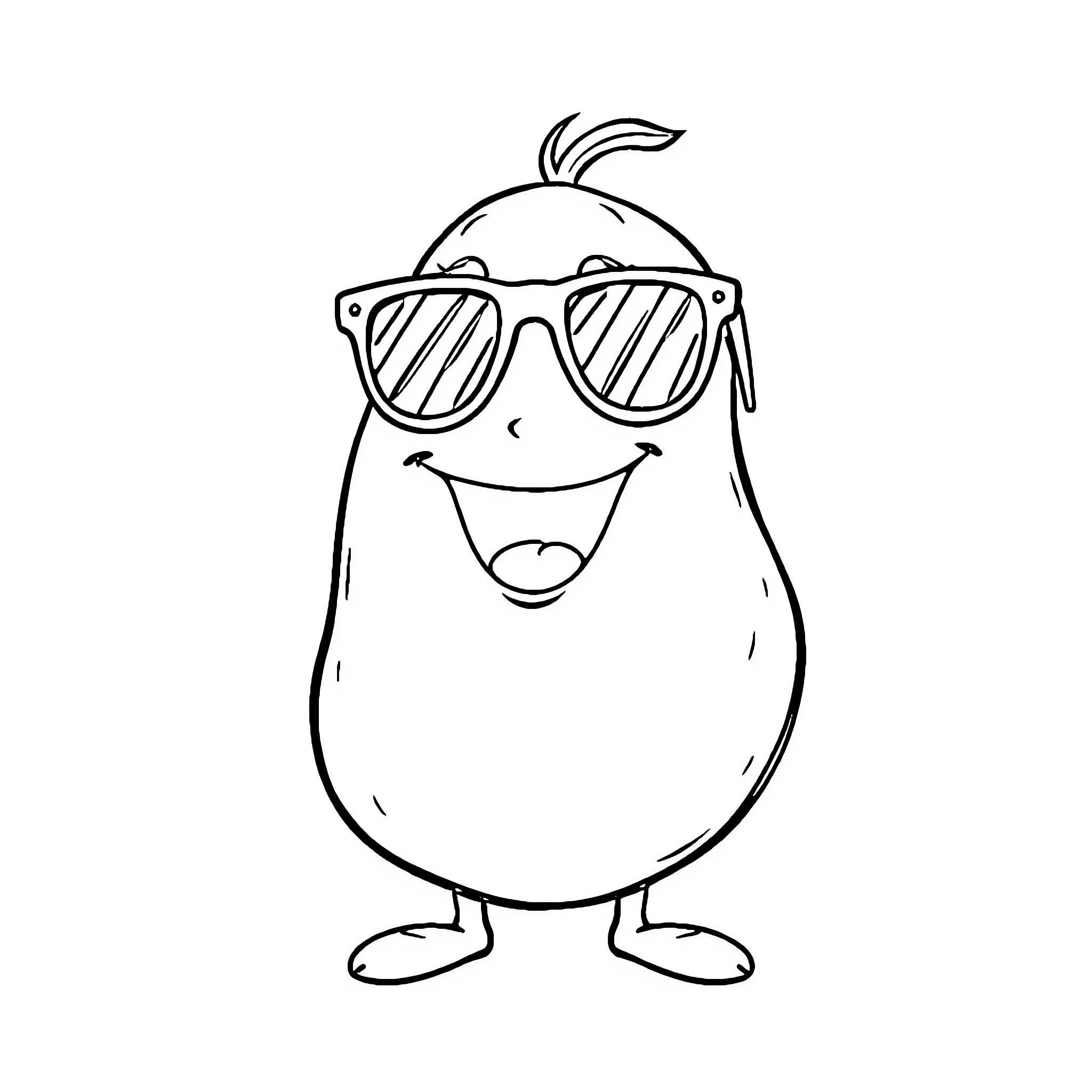 Potato wearing sunglasses and smiling Coloring Page (free black-and-white line drawing printable PDF for all, from beginners to advanced learners, including children, teens, adults, and seniors)