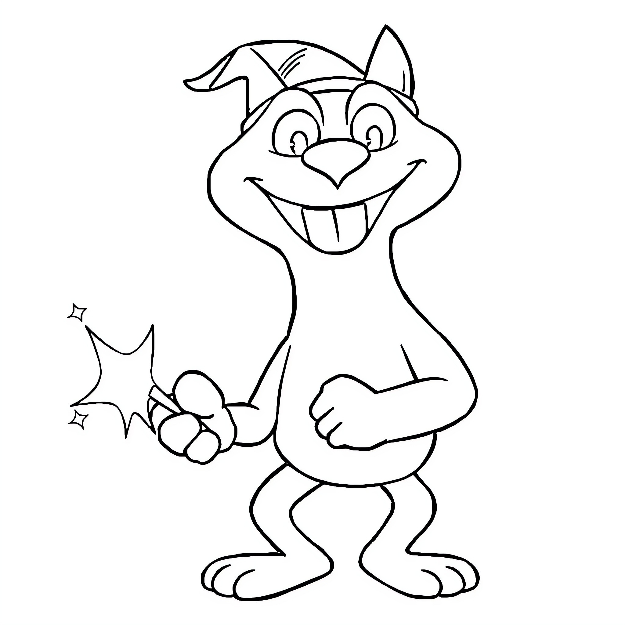 Stretch the Energetic Cartoon Character Coloring Page (free black-and-white line drawing printable PDF for all, from beginners to advanced learners, including children, teens, adults, and seniors)