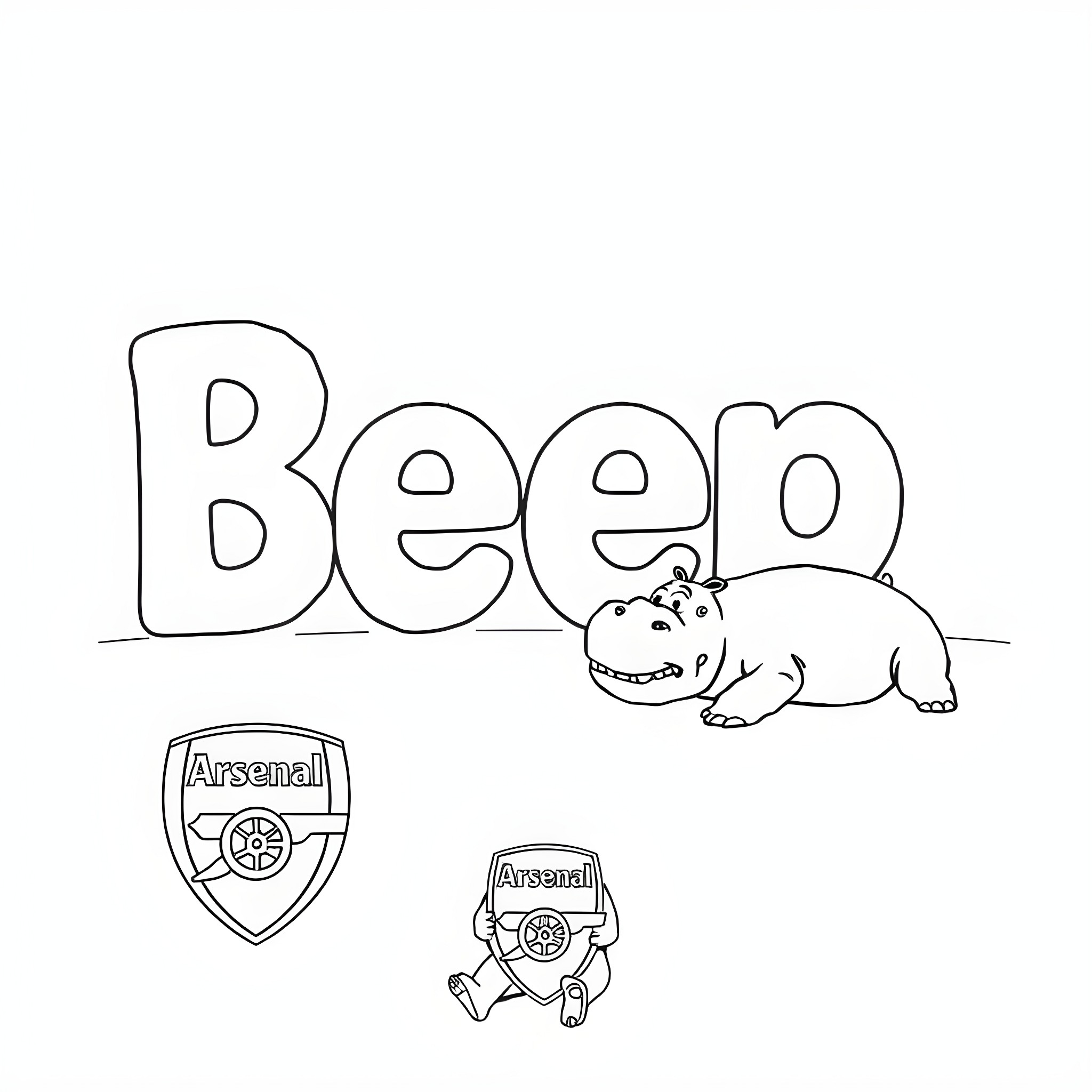 Stingray mascot and Arsenal soccer team logo Coloring Page (free black-and-white line drawing printable PDF for all, from beginners to advanced learners, including children, teens, adults, and seniors)