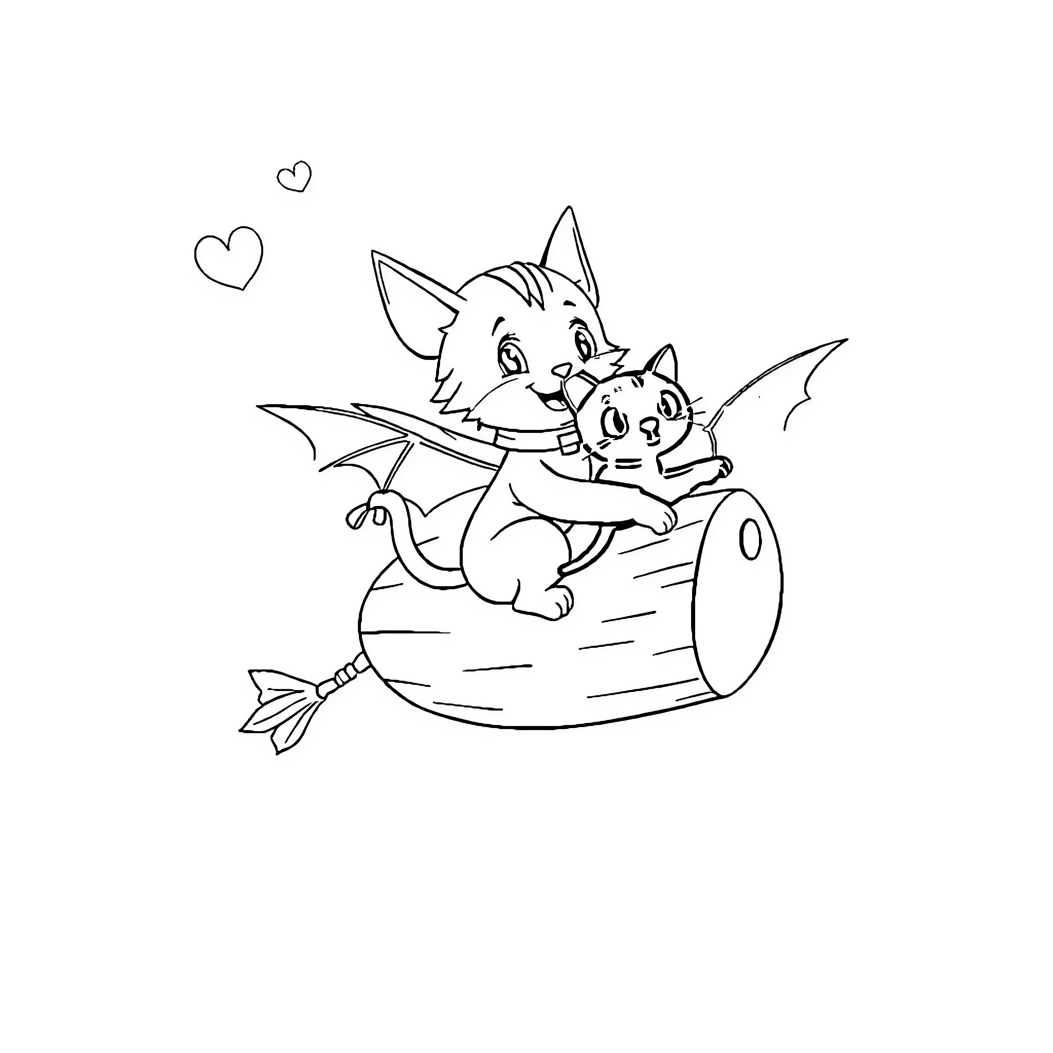 Kiki's Playful Pals in a Cozy Boat Coloring Page (free black-and-white line drawing printable PDF for all, from beginners to advanced learners, including children, teens, adults, and seniors)