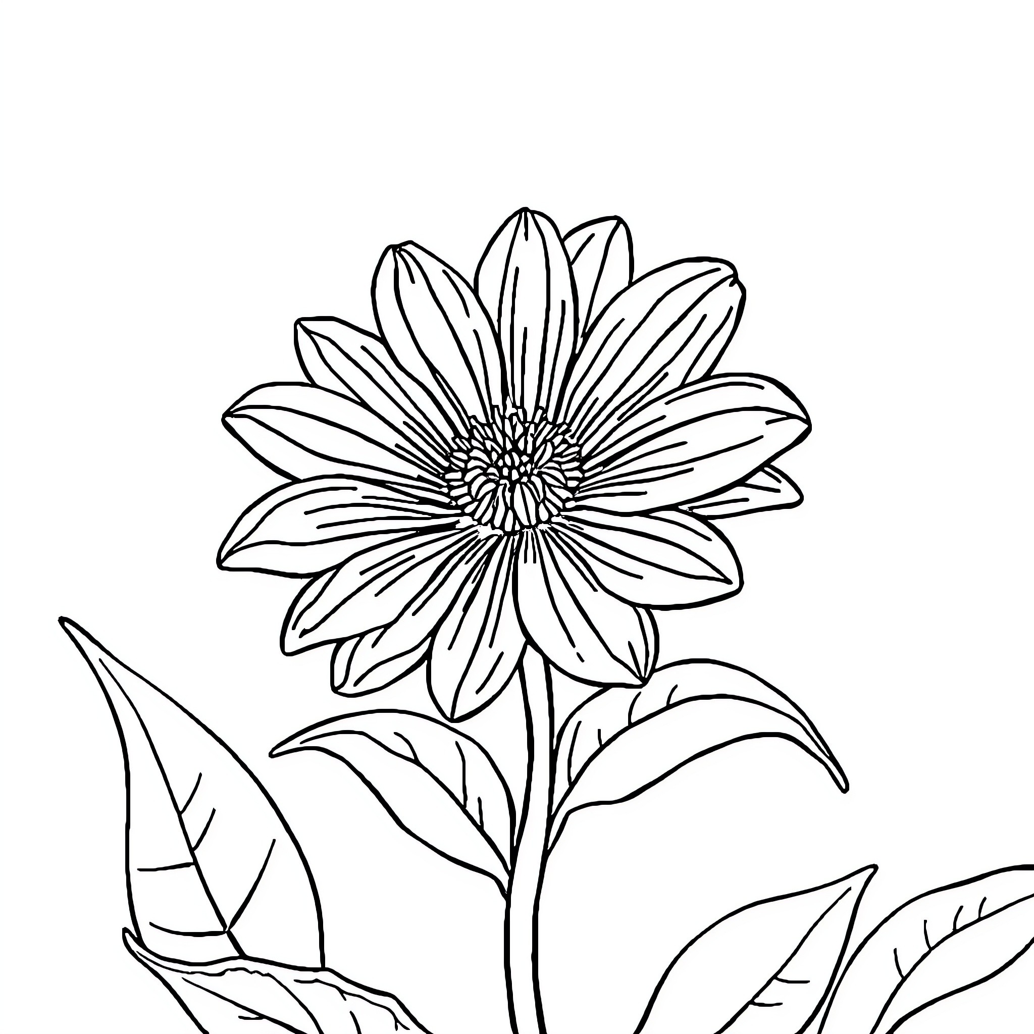 Flower in simple line drawing style Coloring Page (free black-and-white line drawing printable PDF for all, from beginners to advanced learners, including children, teens, adults, and seniors)