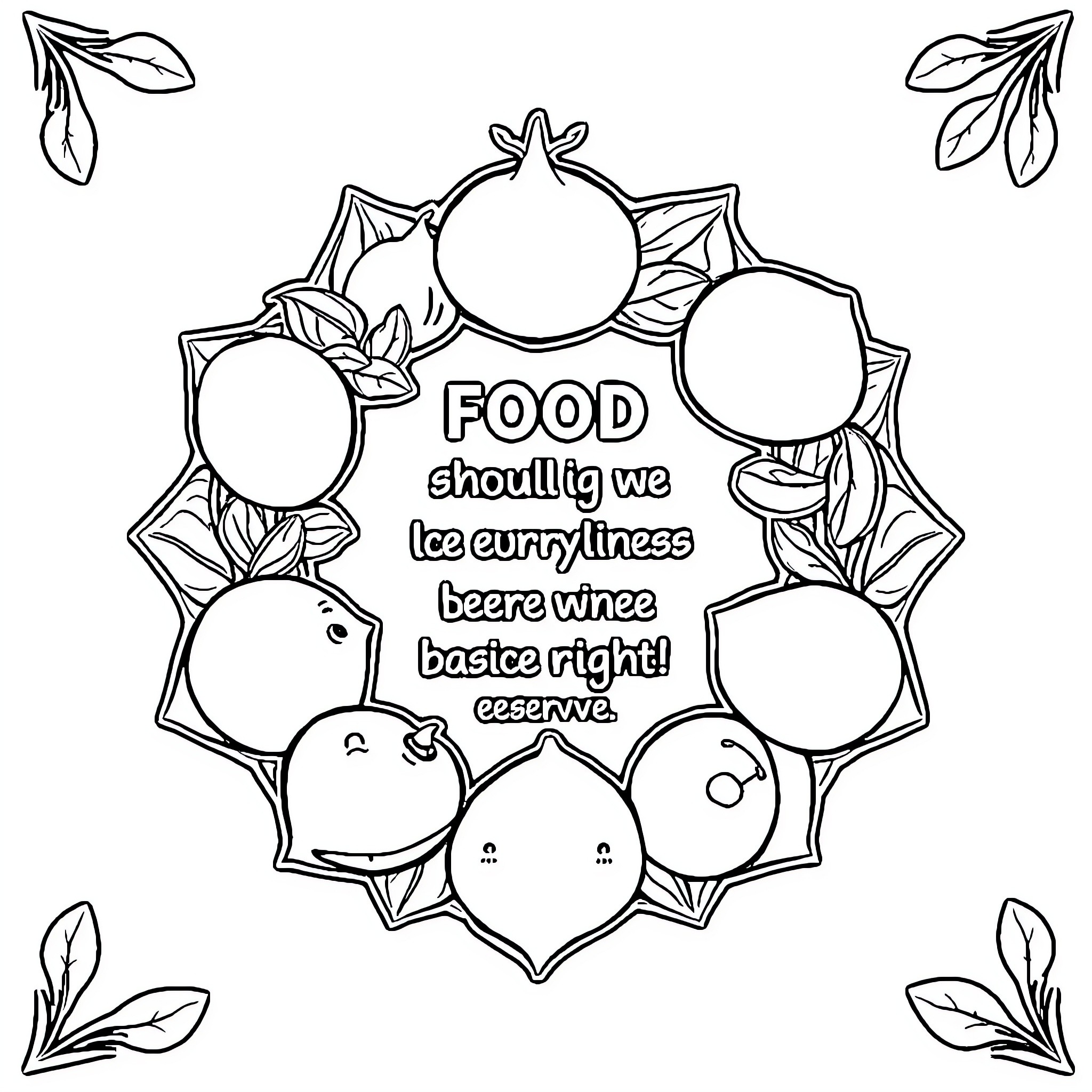 Food should we becarryliness bears wine basics right! Coloring Page (free black-and-white line drawing printable PDF for all, from beginners to advanced learners, including children, teens, adults, and seniors)