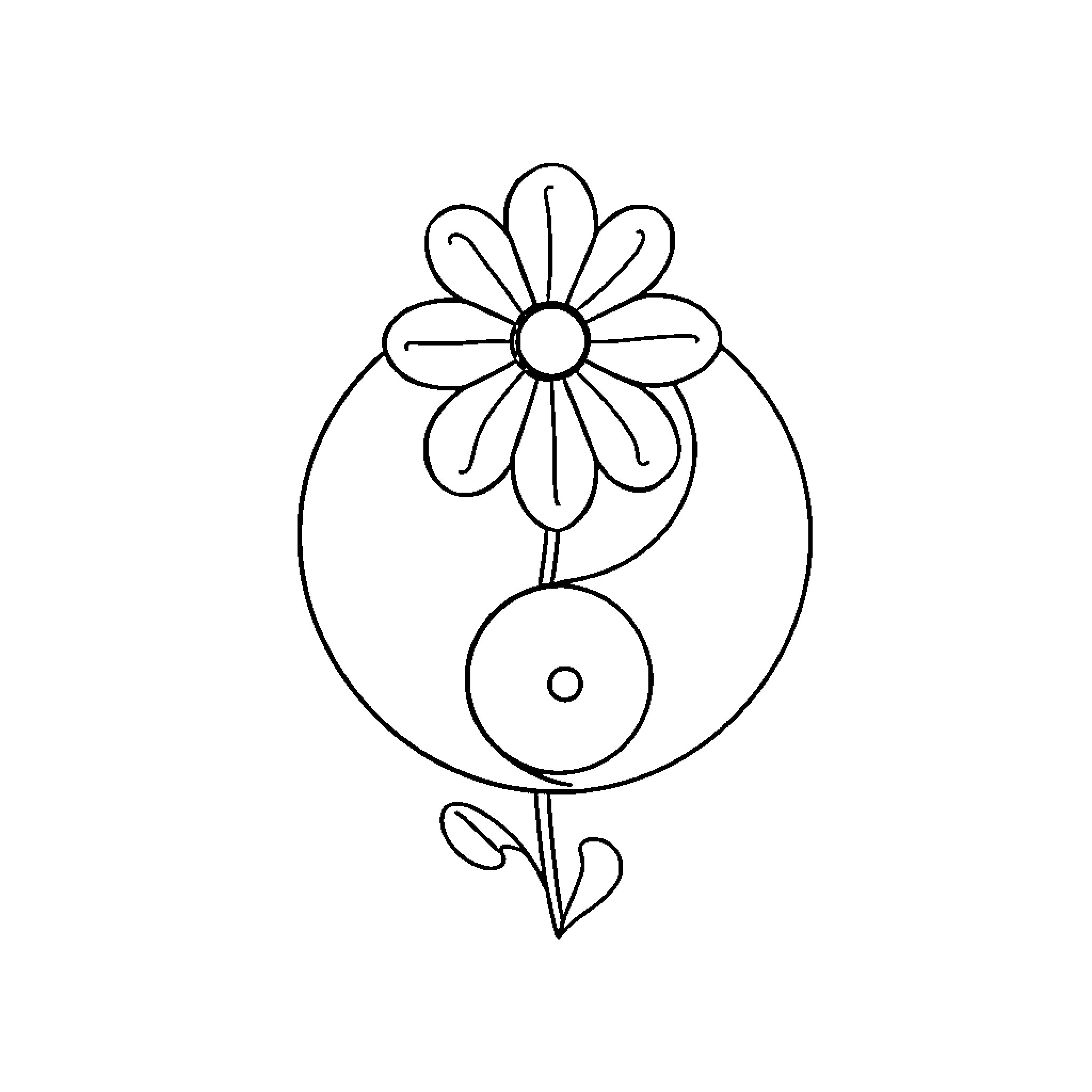 Doodle of a whimsical flower character Coloring Page (free black-and-white line drawing printable PDF for all, from beginners to advanced learners, including children, teens, adults, and seniors)
