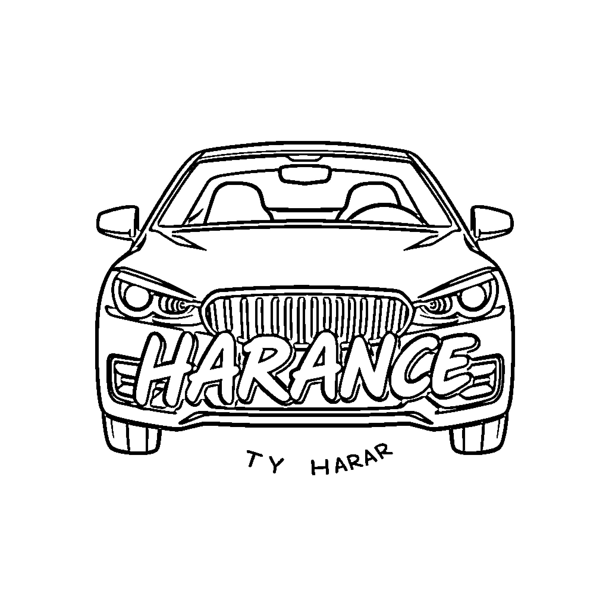 Logo for a Charming Car Illustration Coloring Page (free black-and-white line drawing printable PDF for all, from beginners to advanced learners, including children, teens, adults, and seniors)