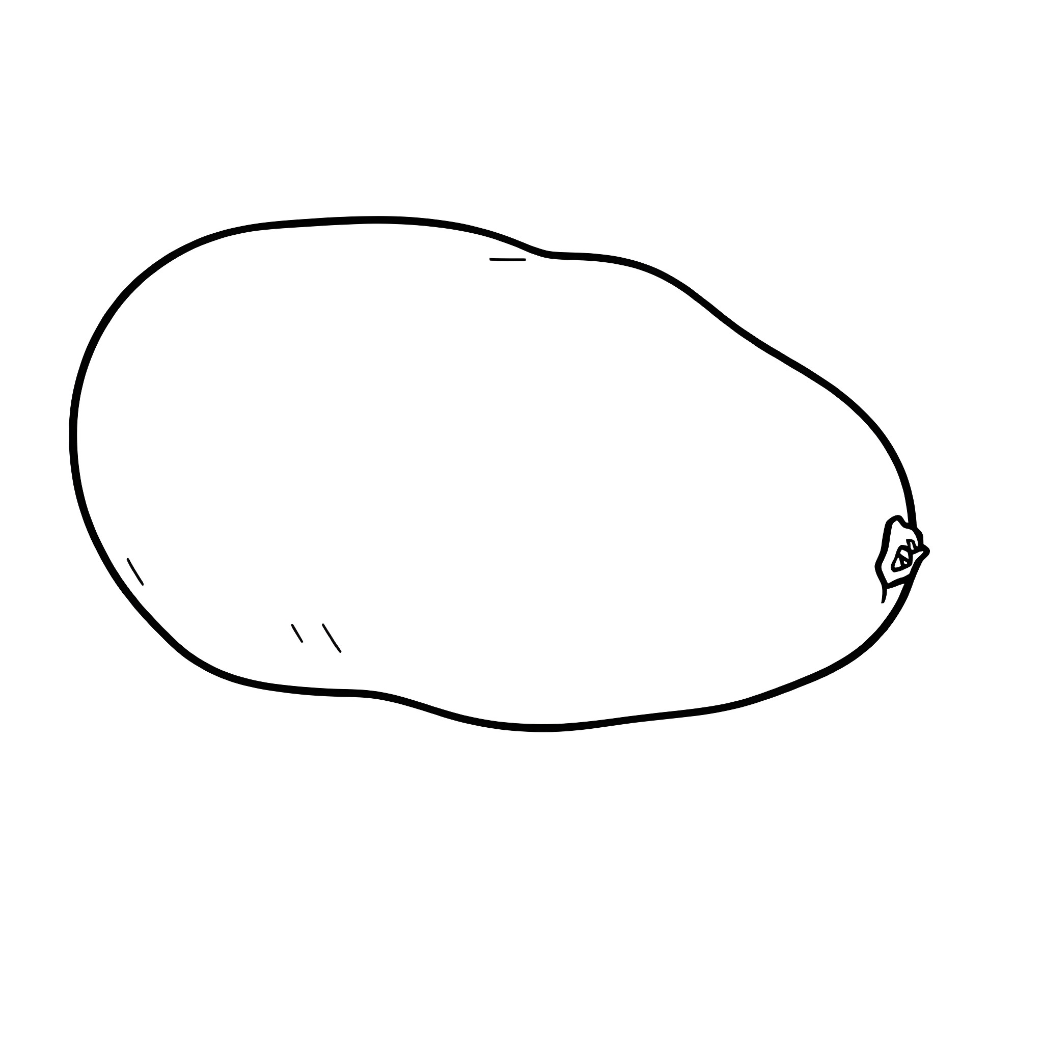 Potato in an abstract shape Coloring Page (free black-and-white line drawing printable PDF for all, from beginners to advanced learners, including children, teens, adults, and seniors)