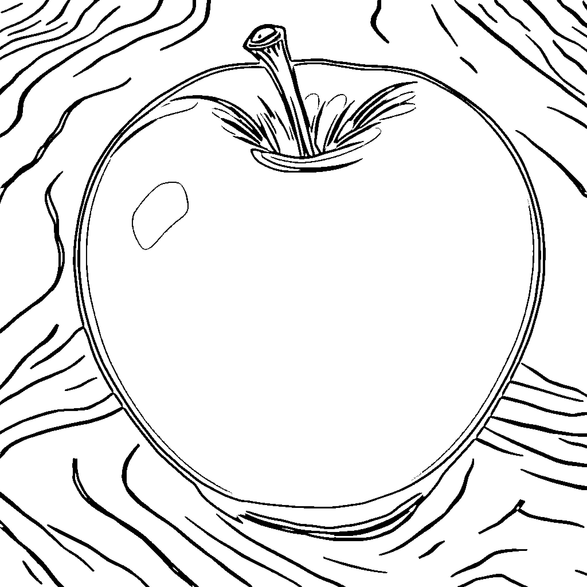 Apple in Abstract Outline Coloring Page (free black-and-white line drawing printable PDF for all, from beginners to advanced learners, including children, teens, adults, and seniors)