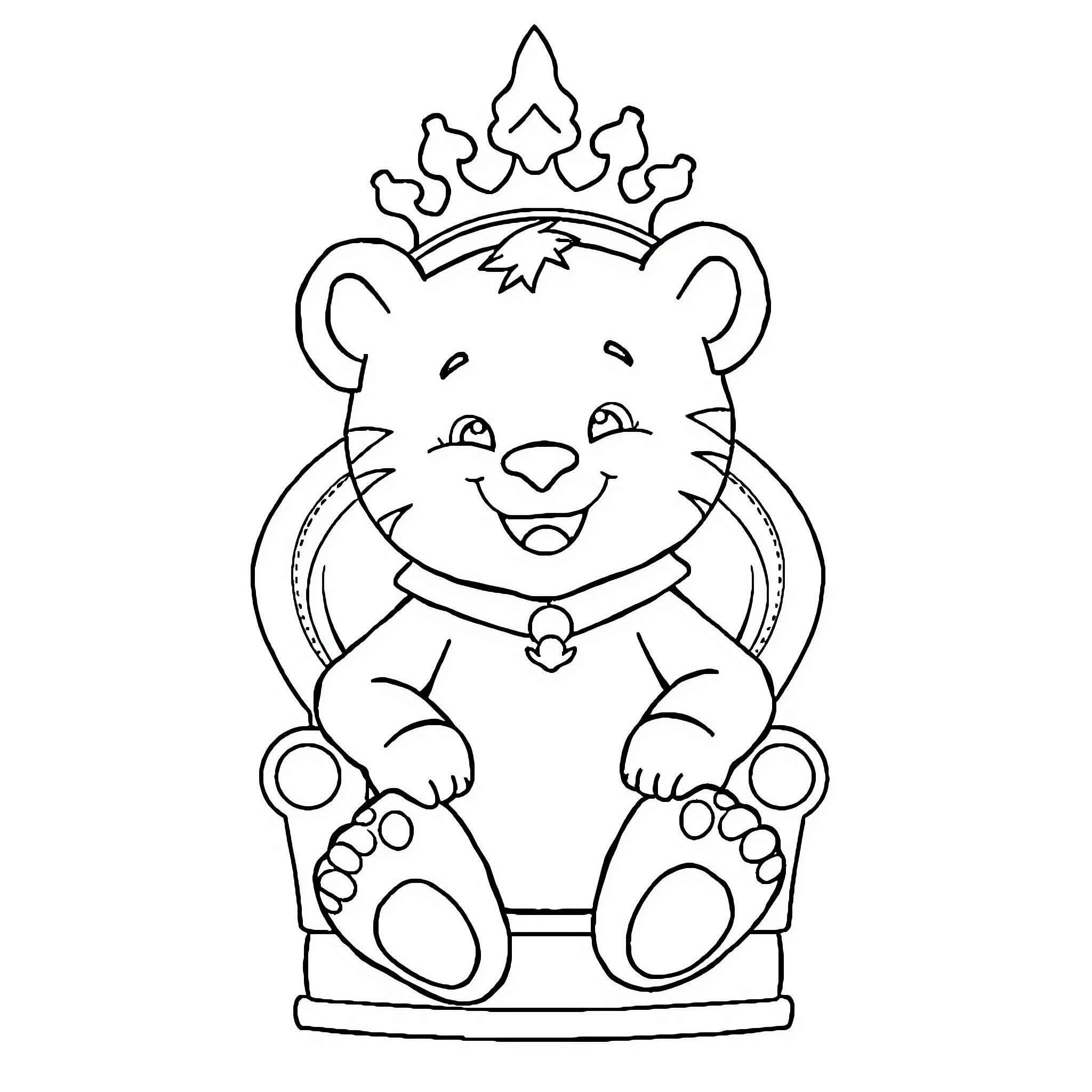 Daniel Tiger on a Royal Throne Coloring Page (free black-and-white line drawing printable PDF for all, from beginners to advanced learners, including children, teens, adults, and seniors)