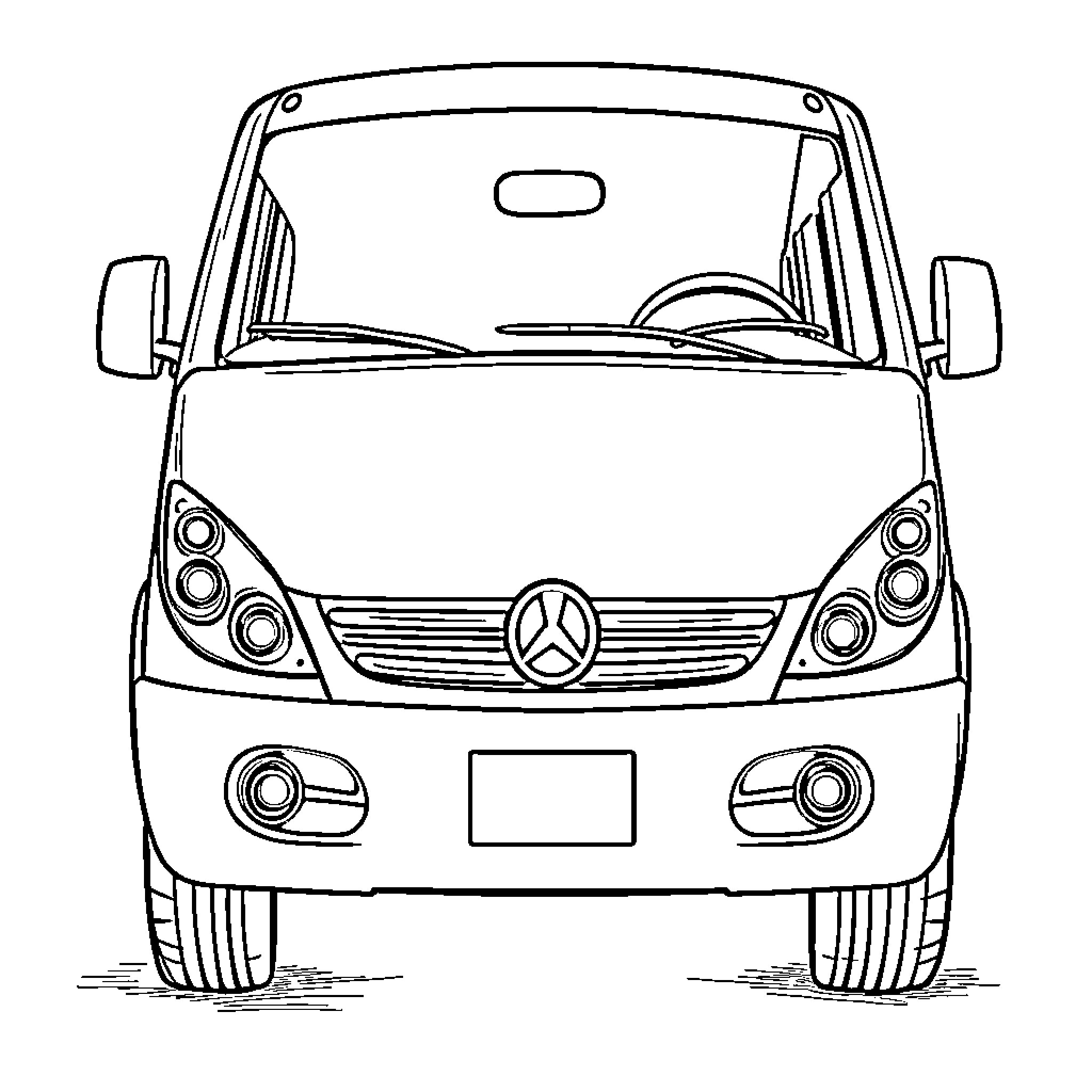 Smartphone image of a modern van Coloring Page (free black-and-white line drawing printable PDF for all, from beginners to advanced learners, including children, teens, adults, and seniors)
