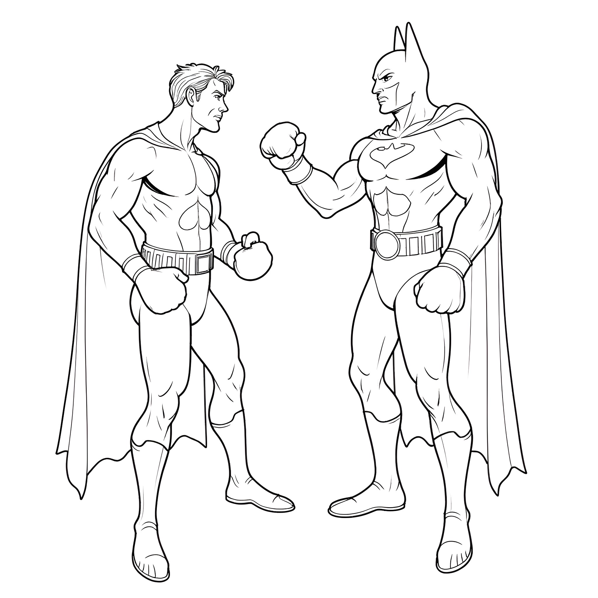 Rocky heroes in intense boxing match Coloring Page (free black-and-white line drawing printable PDF for all, from beginners to advanced learners, including children, teens, adults, and seniors)