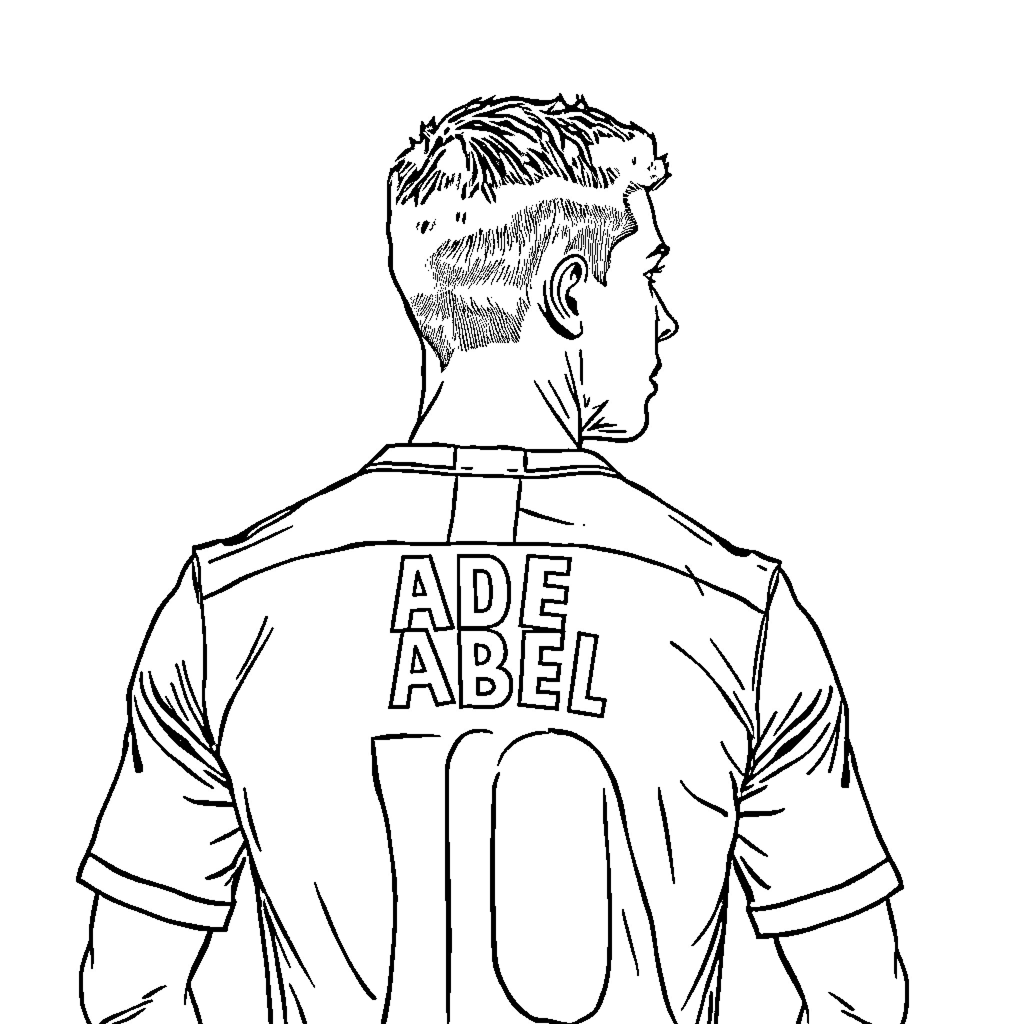 Cristiano Ronaldo in action on the field Coloring Page (free black-and-white line drawing printable PDF for all, from beginners to advanced learners, including children, teens, adults, and seniors)