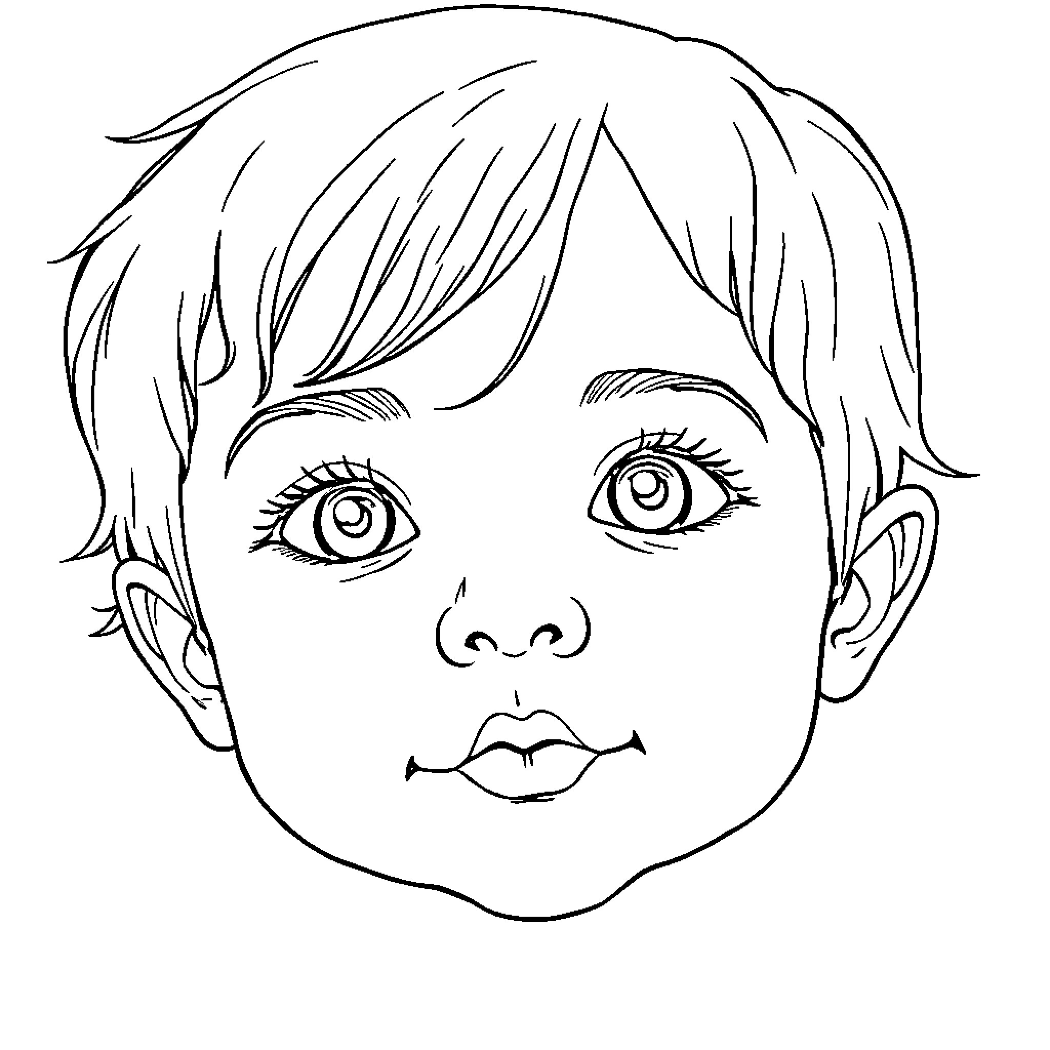Child with curious expression Coloring Page (free black-and-white line drawing printable PDF for all, from beginners to advanced learners, including children, teens, adults, and seniors)