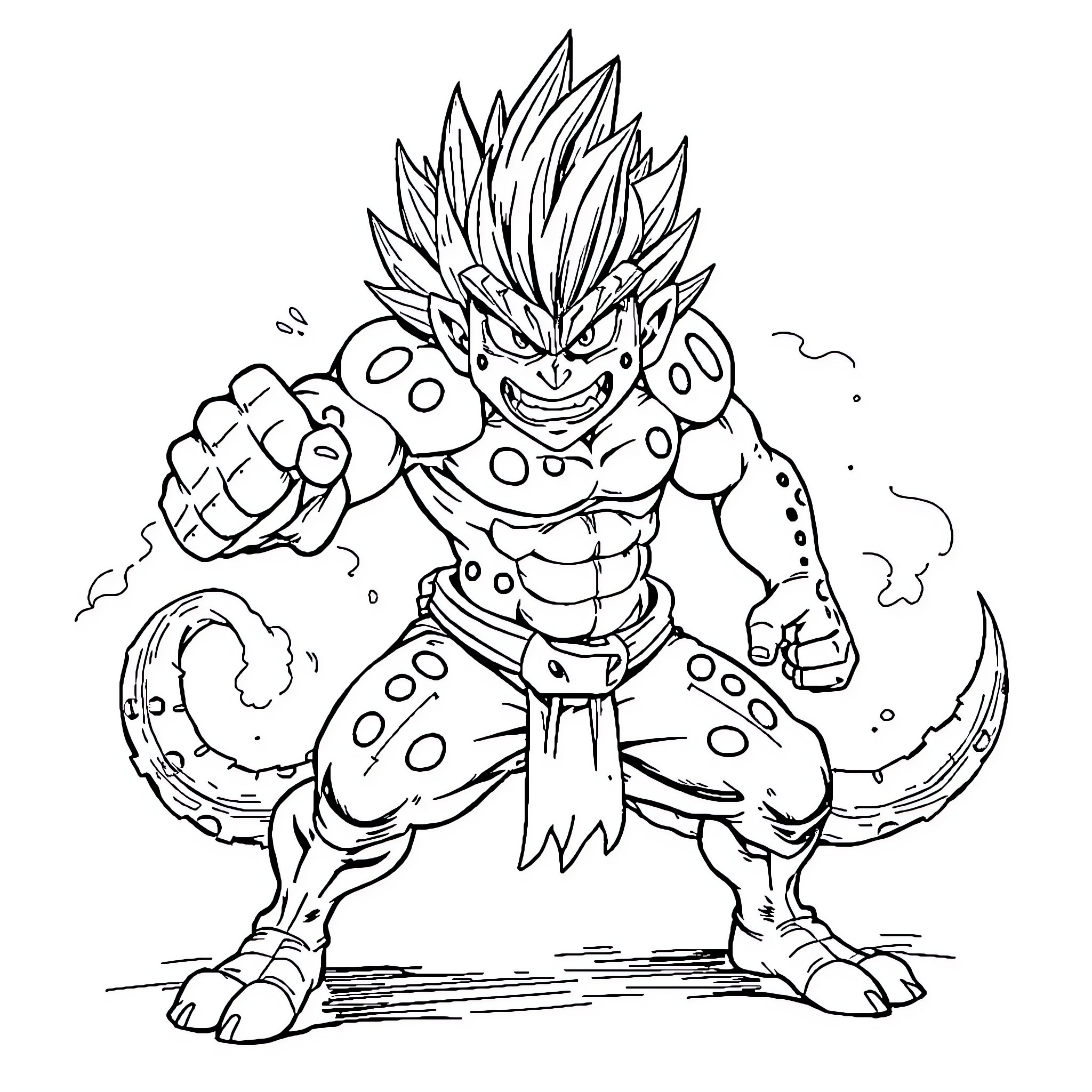 Kirishima's Fierce Transformation Coloring Page (free black-and-white line drawing printable PDF for all, from beginners to advanced learners, including children, teens, adults, and seniors)