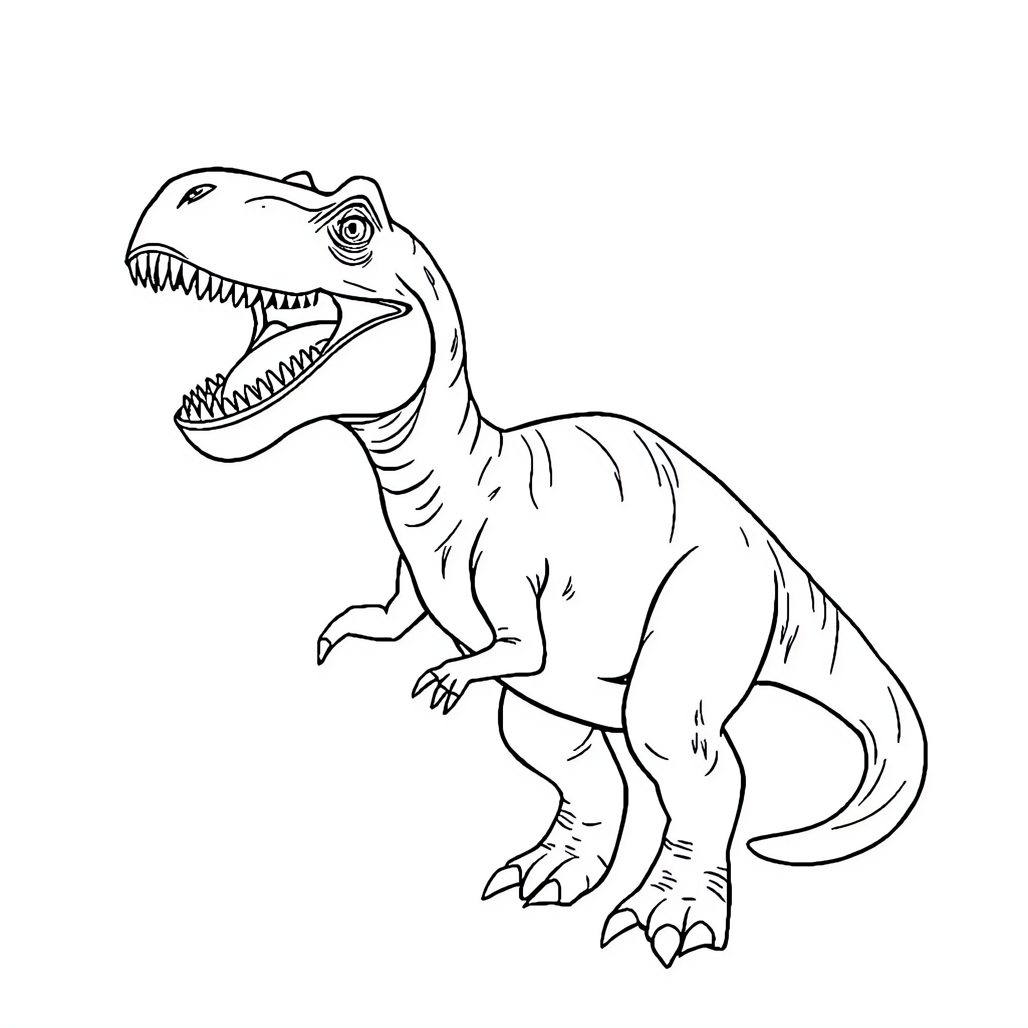 Dinosaur roaring with open mouth Coloring Page (free black-and-white line drawing printable PDF for all, from beginners to advanced learners, including children, teens, adults, and seniors)