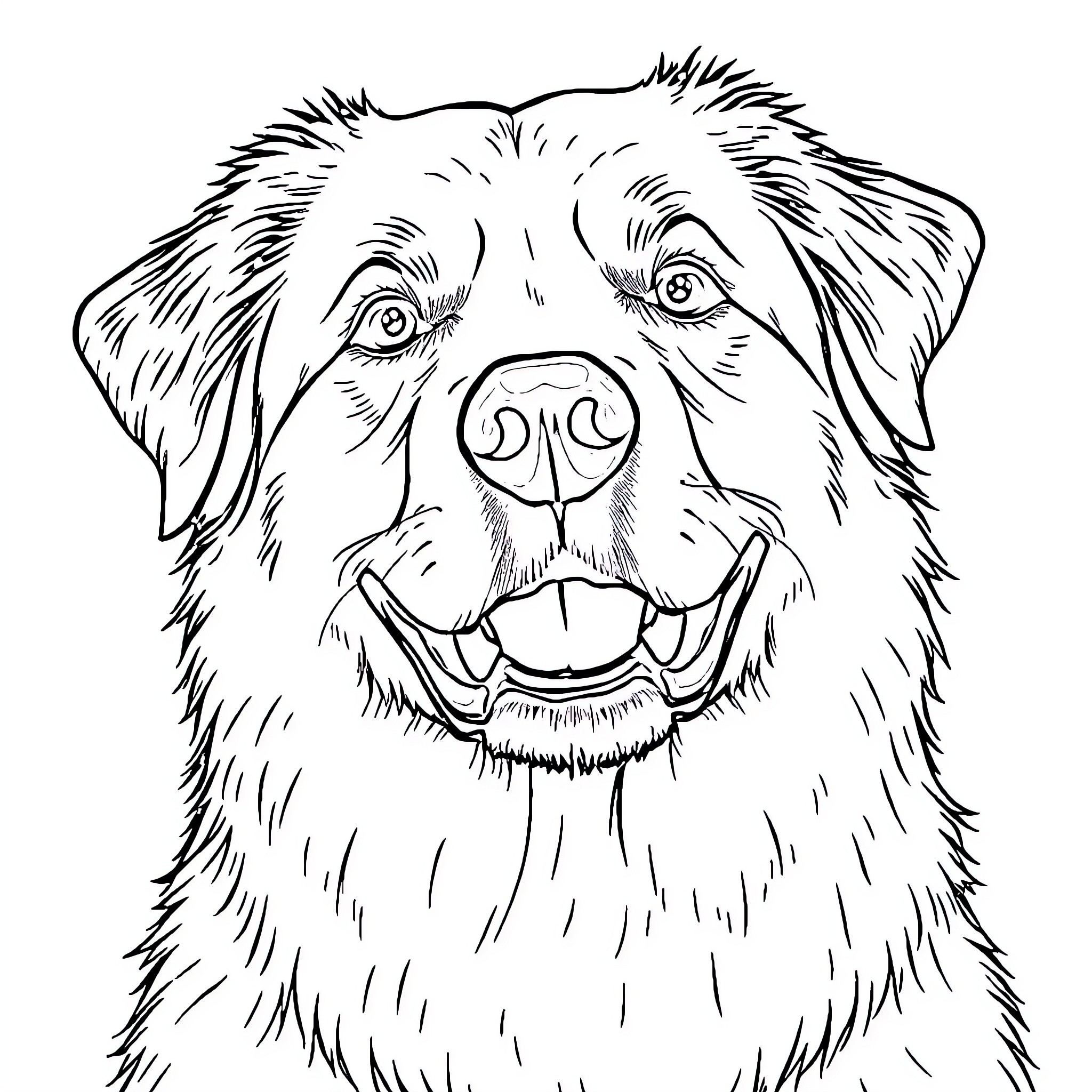 Dog with Expressive Face and Furry Appearance Coloring Page (free black-and-white line drawing printable PDF for all, from beginners to advanced learners, including children, teens, adults, and seniors)