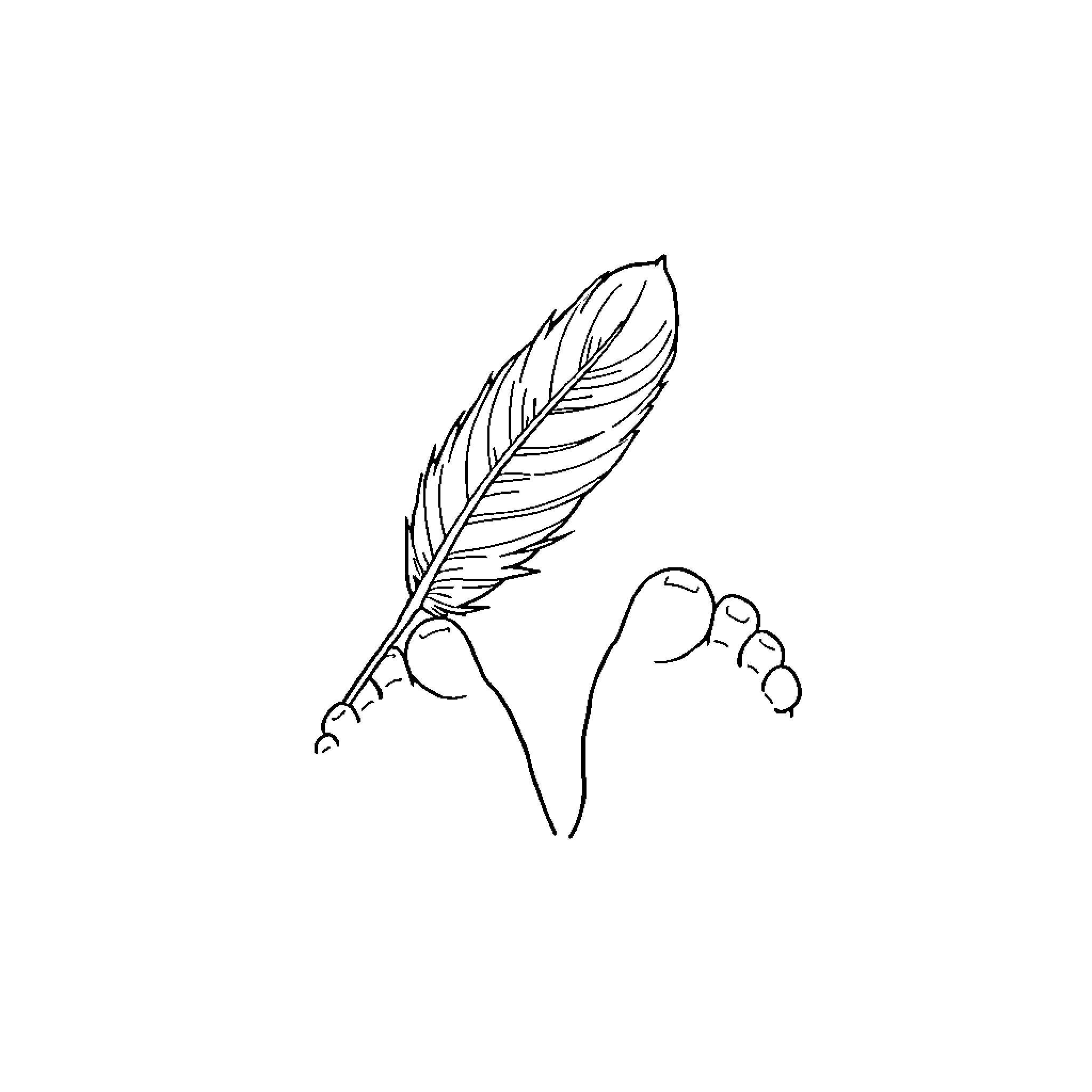 Feather and Foot Illustration Coloring Page (free black-and-white line drawing printable PDF for all, from beginners to advanced learners, including children, teens, adults, and seniors)