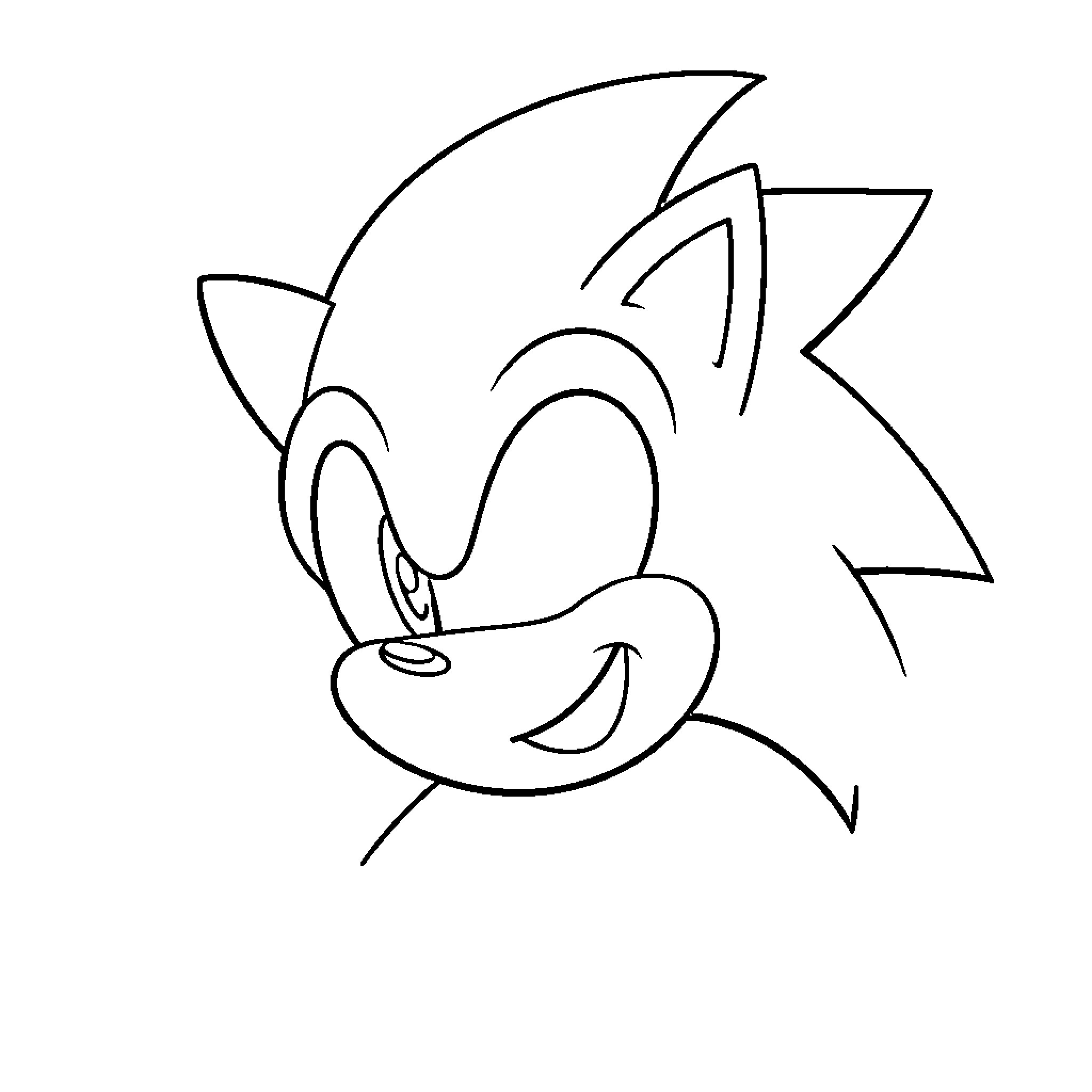 Sonic showing a confident and mischievous smirk Coloring Page (free black-and-white line drawing printable PDF for all, from beginners to advanced learners, including children, teens, adults, and seniors)