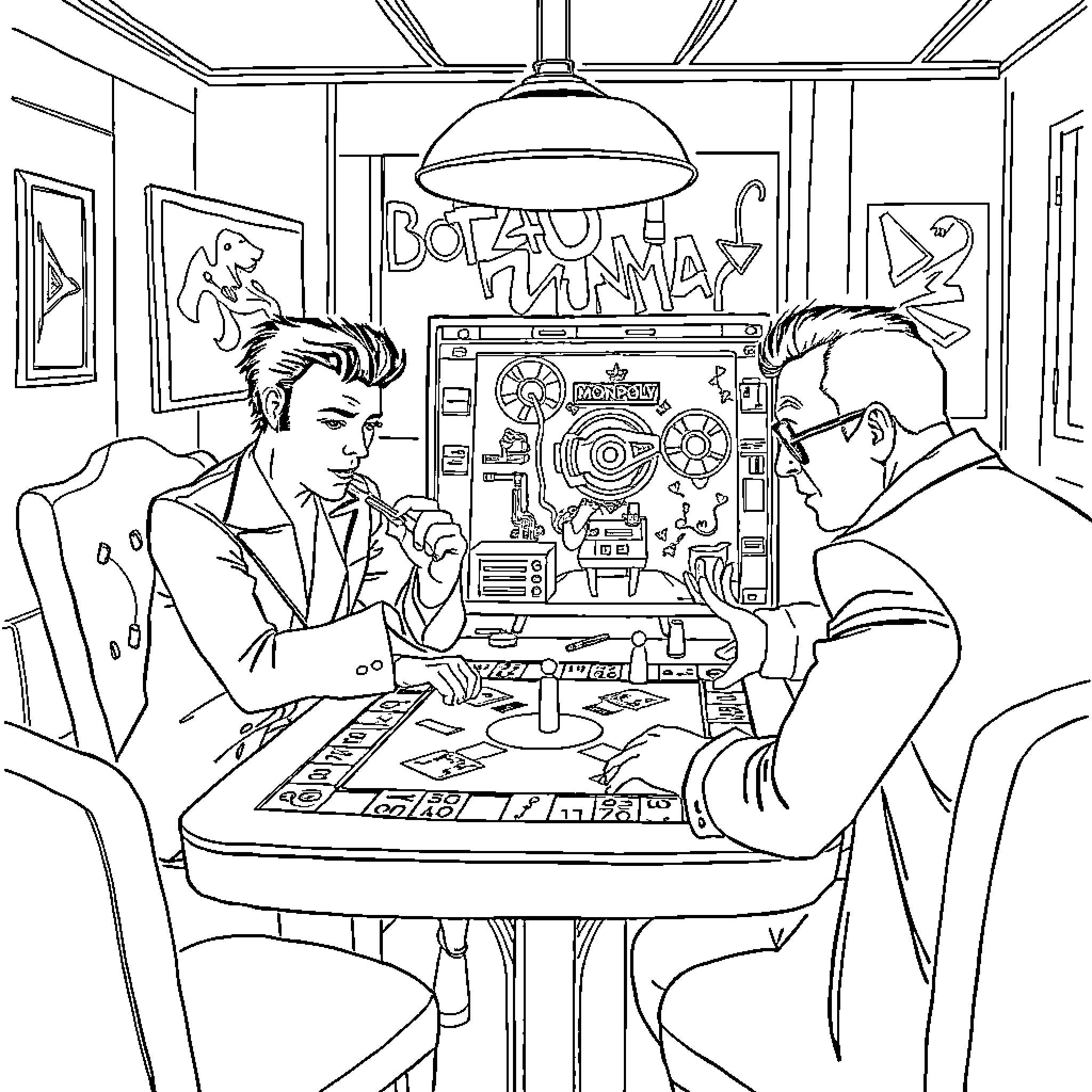 Gary Numan's Futuristic Music Collaboration Coloring Page (free black-and-white line drawing printable PDF for all, from beginners to advanced learners, including children, teens, adults, and seniors)