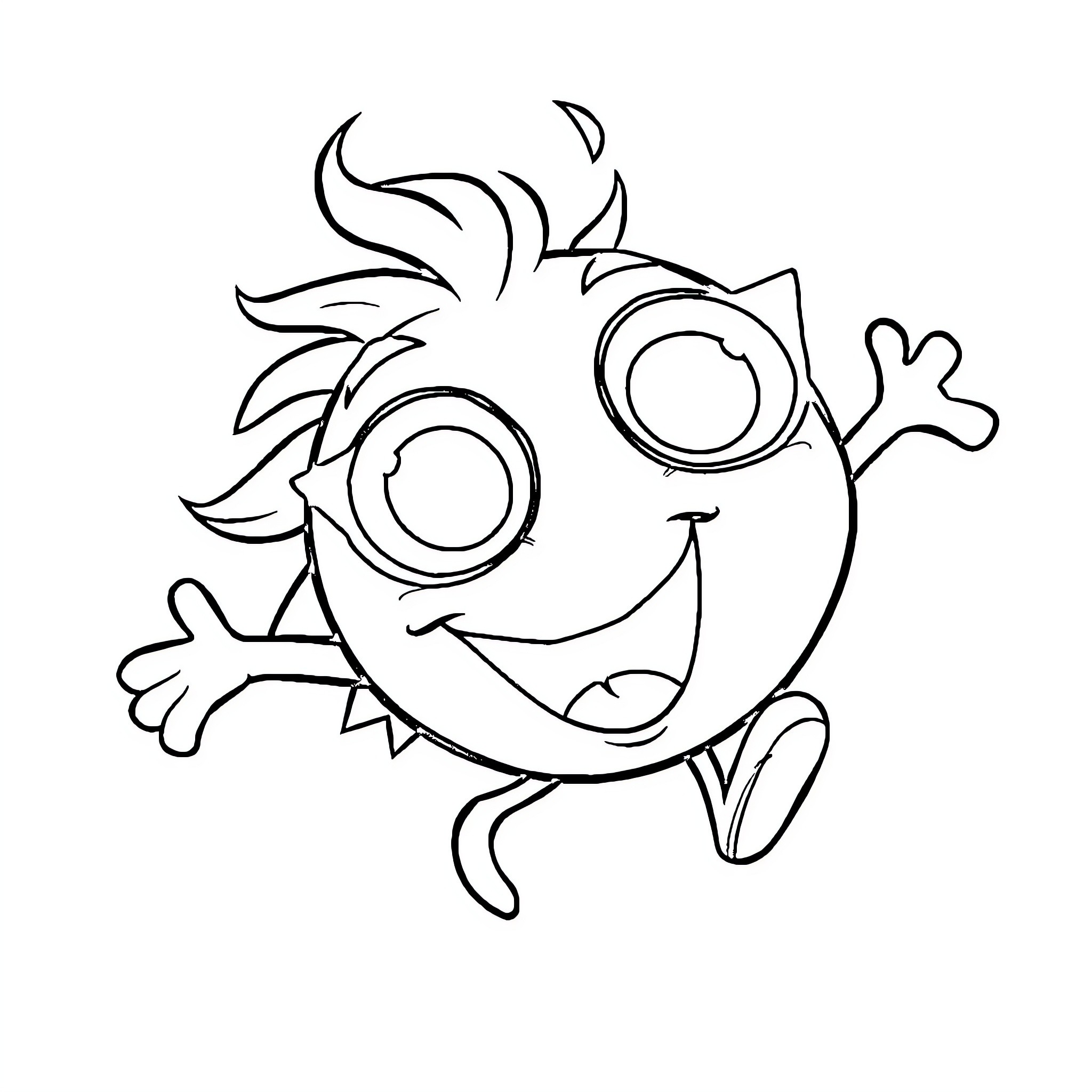 Spunkis the joyful and energetic creature Coloring Page (free black-and-white line drawing printable PDF for all, from beginners to advanced learners, including children, teens, adults, and seniors)