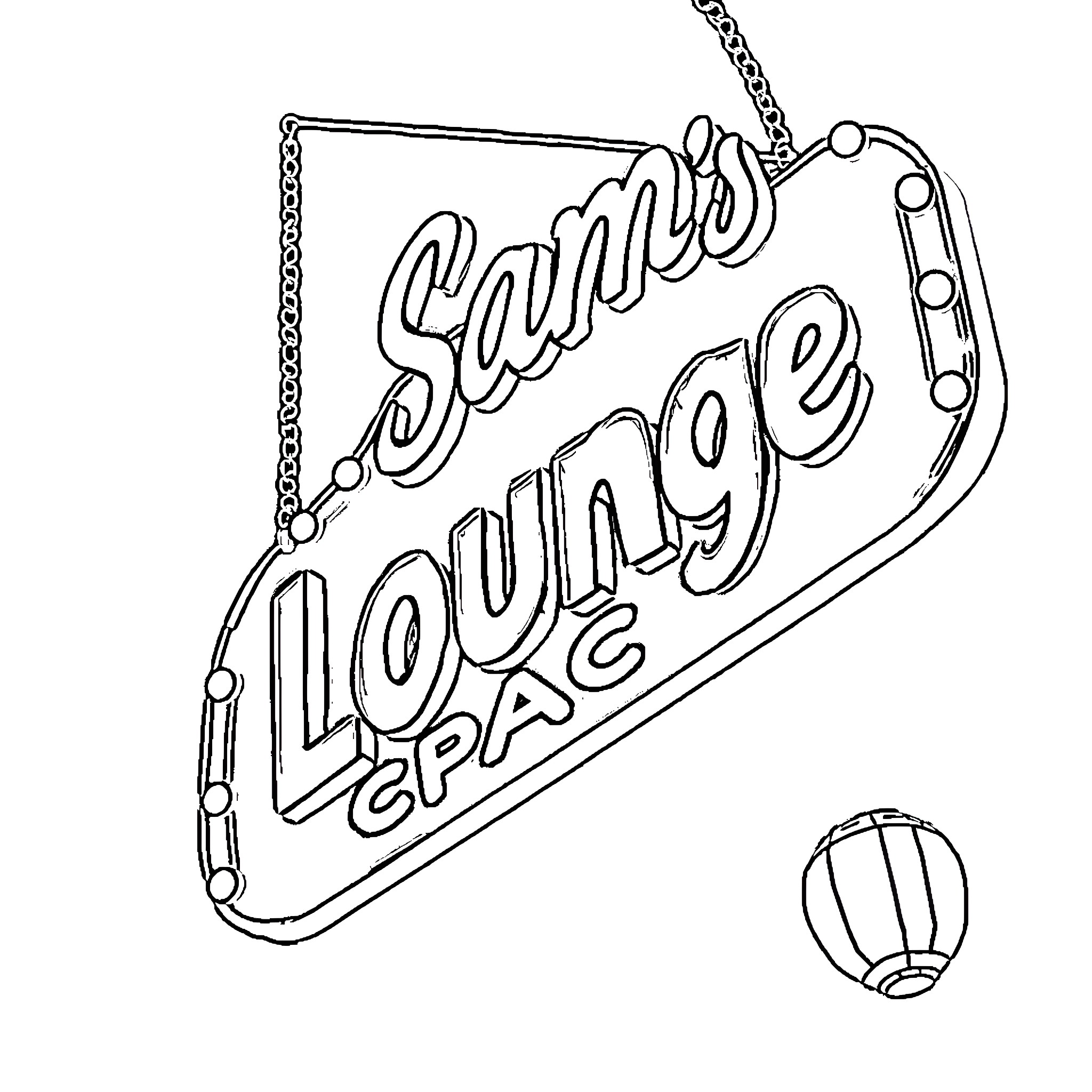 Sign for Sands Lounge Spa Coloring Page (free black-and-white line drawing printable PDF for all, from beginners to advanced learners, including children, teens, adults, and seniors)