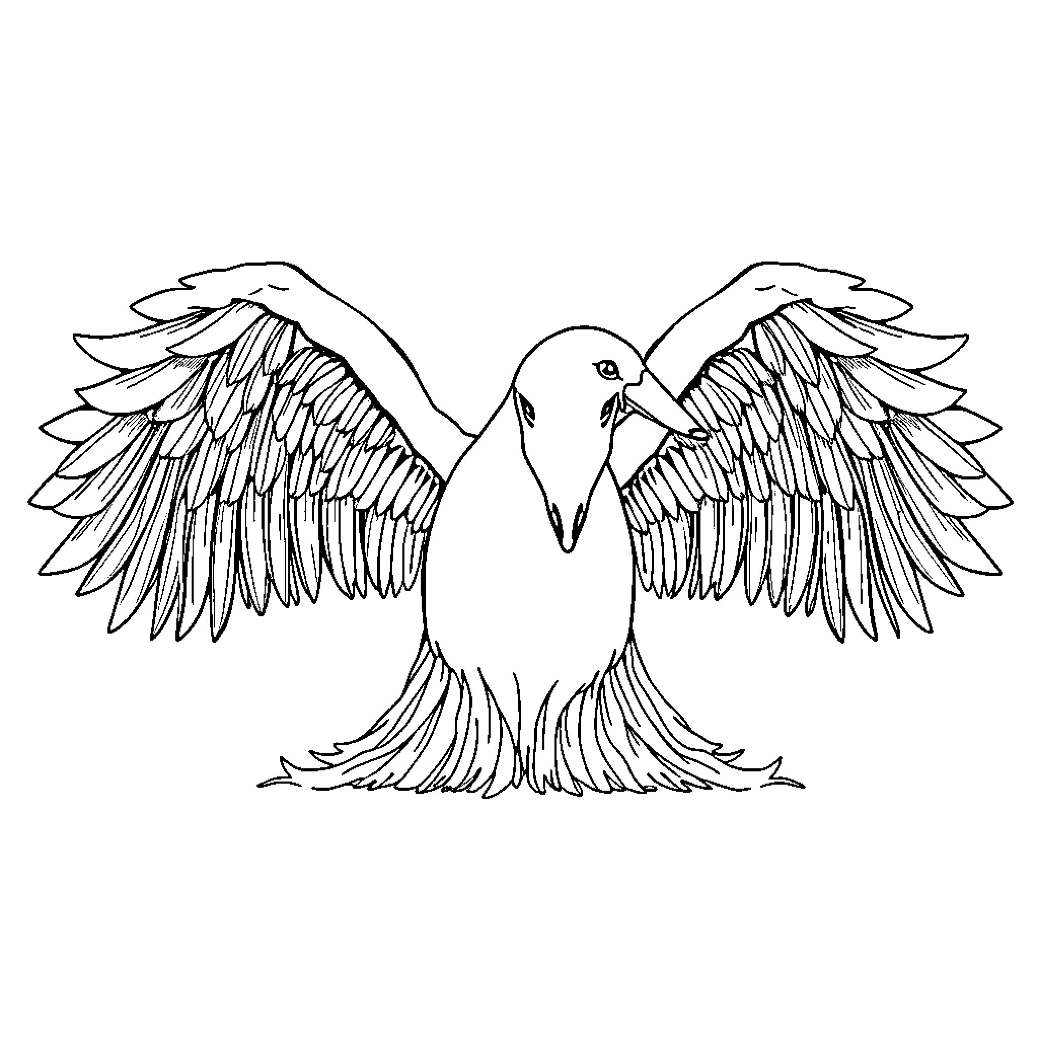Truck with open wings soaring high Coloring Page (free black-and-white line drawing printable PDF for all, from beginners to advanced learners, including children, teens, adults, and seniors)