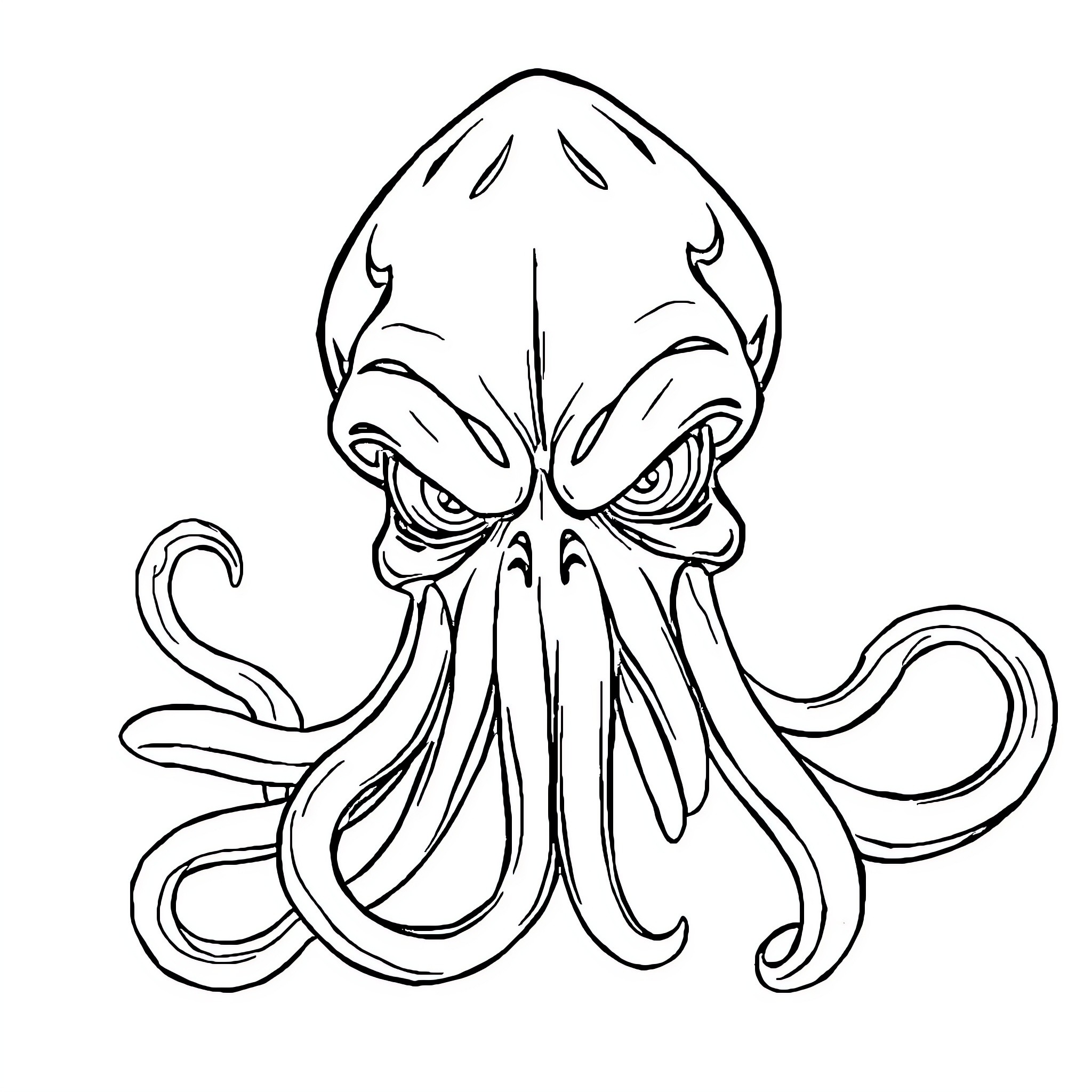 Namgyu's Monstrous Octopus Adventure Coloring Page (free black-and-white line drawing printable PDF for all, from beginners to advanced learners, including children, teens, adults, and seniors)