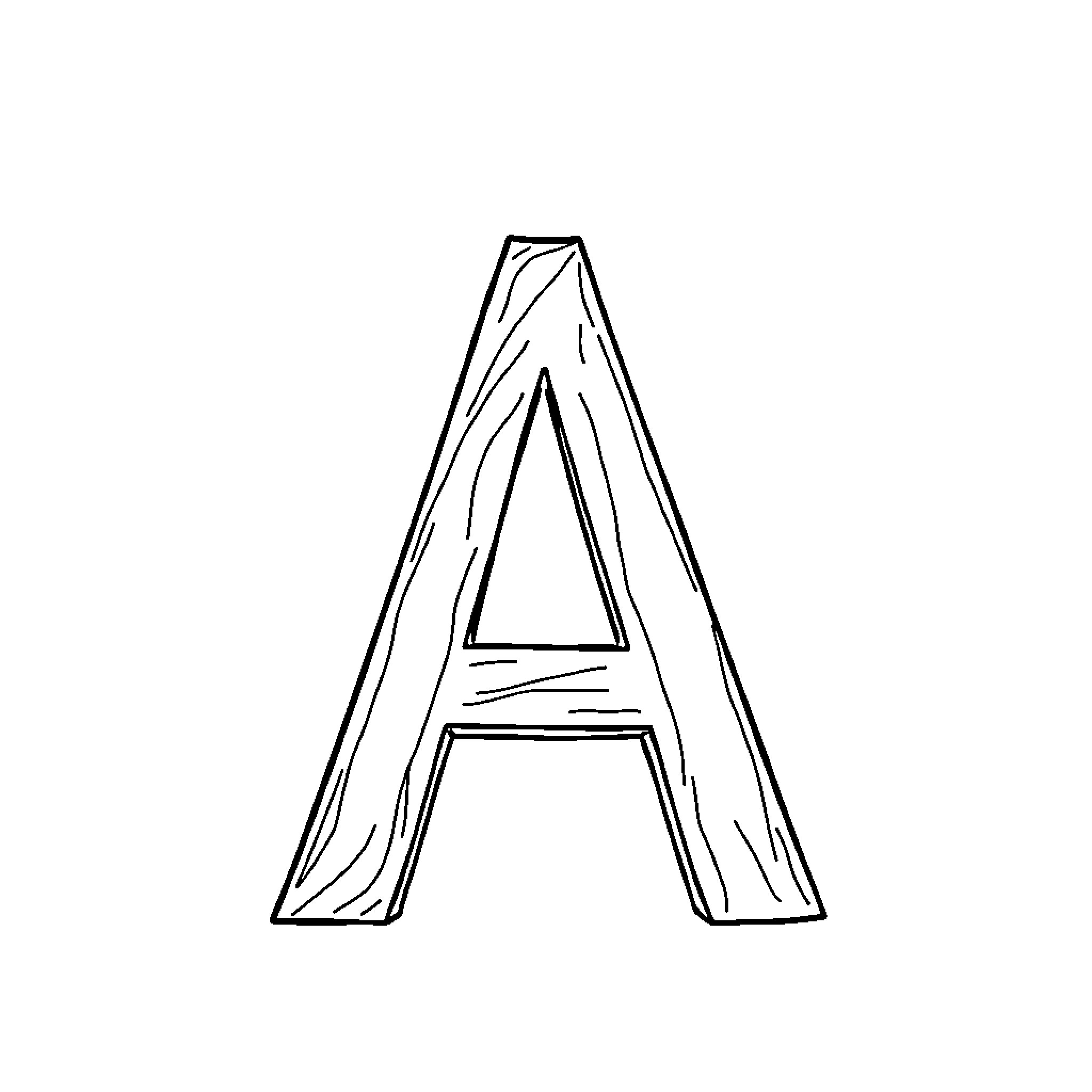 A Rough and Handwritten Letter Coloring Page (free black-and-white line drawing printable PDF for all, from beginners to advanced learners, including children, teens, adults, and seniors)