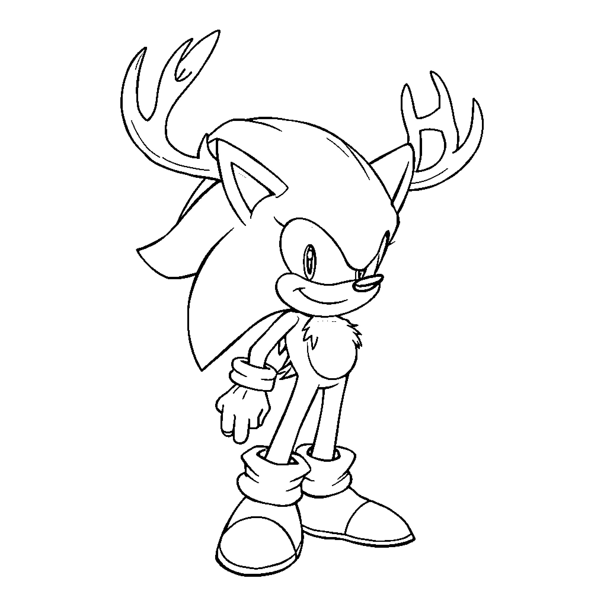 Sonic the Deer-Hedgehog Character Sketch Coloring Page (free black-and-white line drawing printable PDF for all, from beginners to advanced learners, including children, teens, adults, and seniors)