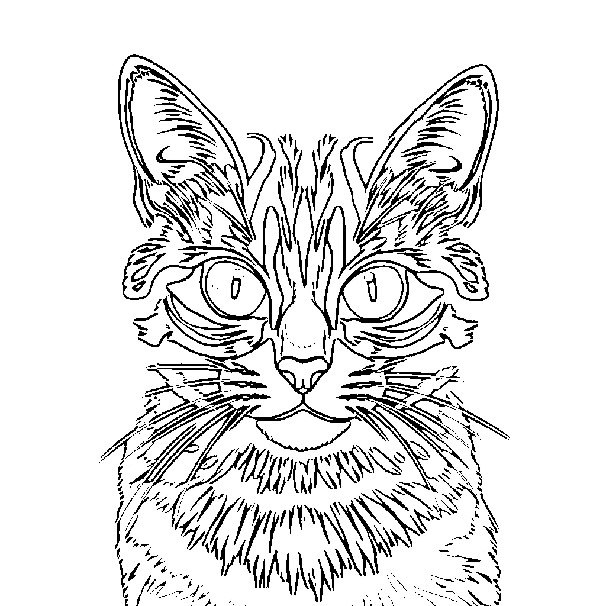 Katseye: Feline Expressiveness Coloring Page (free black-and-white line drawing printable PDF for all, from beginners to advanced learners, including children, teens, adults, and seniors)