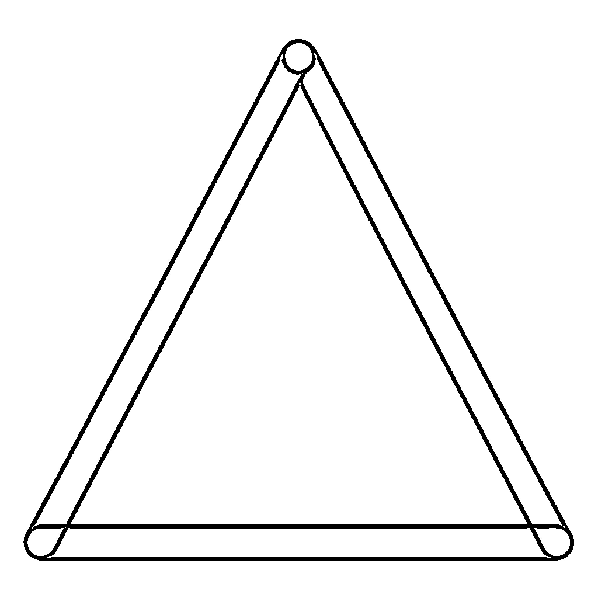 Triangle shape formed by three long cylindrical rods Coloring Page (free black-and-white line drawing printable PDF for all, from beginners to advanced learners, including children, teens, adults, and seniors)