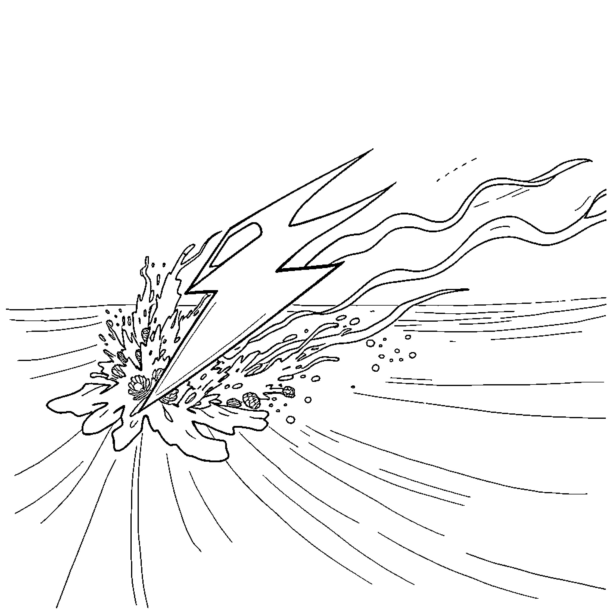 Flash of Cosmic Energy Erupting Coloring Page (free black-and-white line drawing printable PDF for all, from beginners to advanced learners, including children, teens, adults, and seniors)
