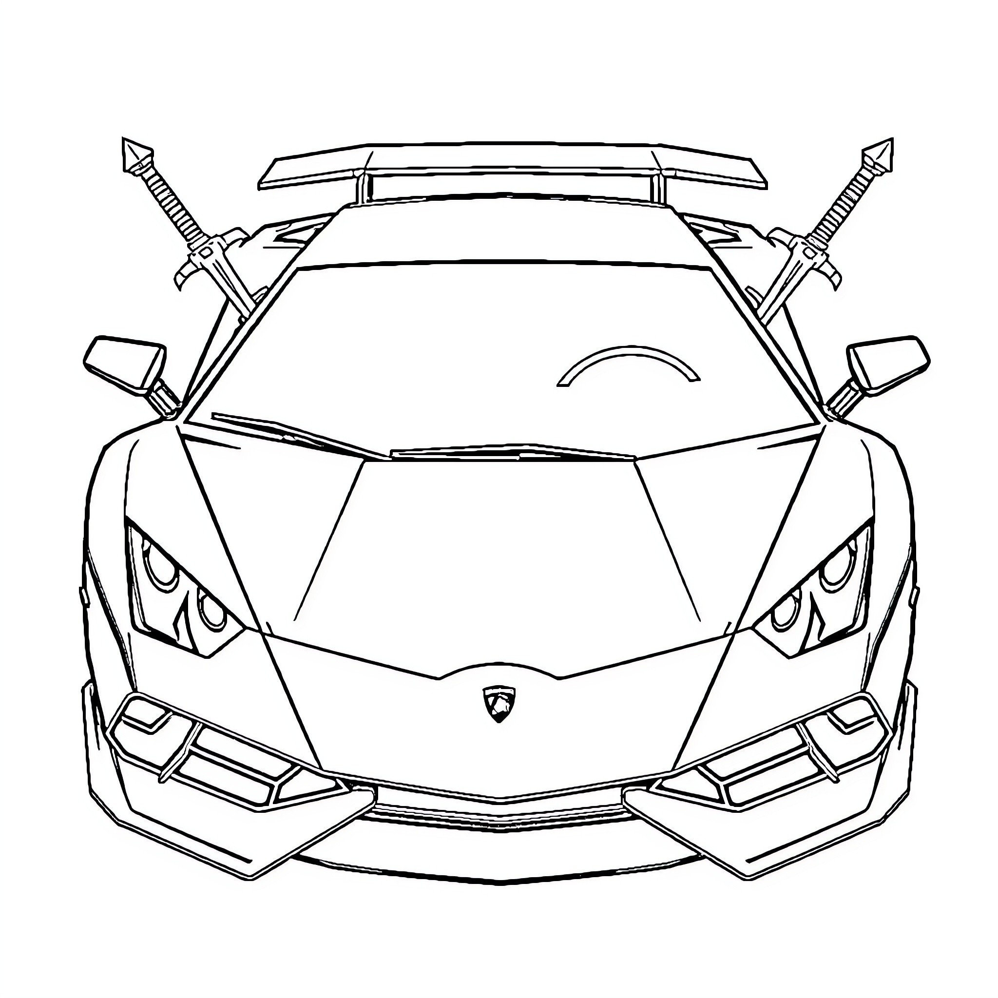Lamborghini supercar design with sporty details Coloring Page (free black-and-white line drawing printable PDF for all, from beginners to advanced learners, including children, teens, adults, and seniors)