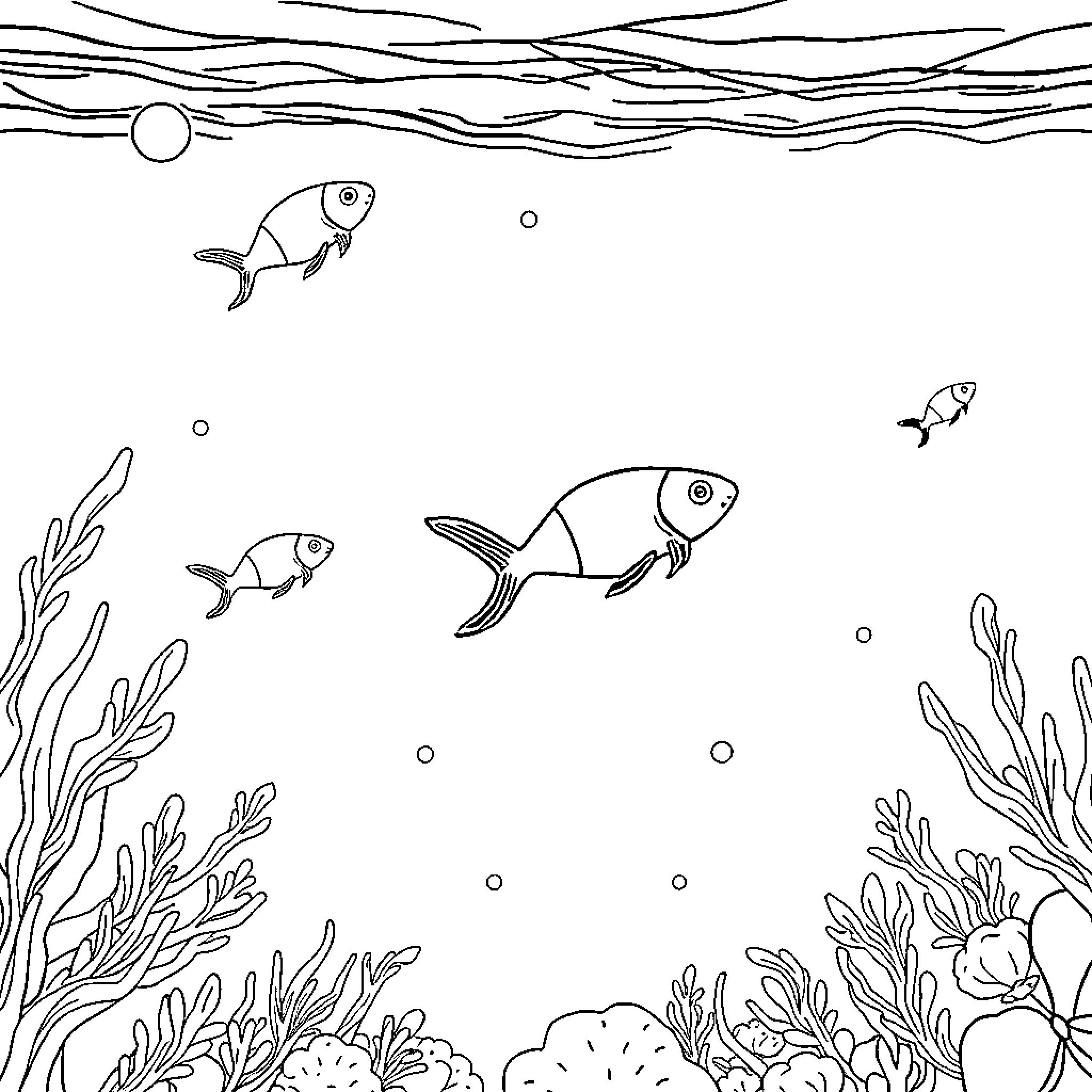 Zooplankton swimming in the ocean Coloring Page (free black-and-white line drawing printable PDF for all, from beginners to advanced learners, including children, teens, adults, and seniors)