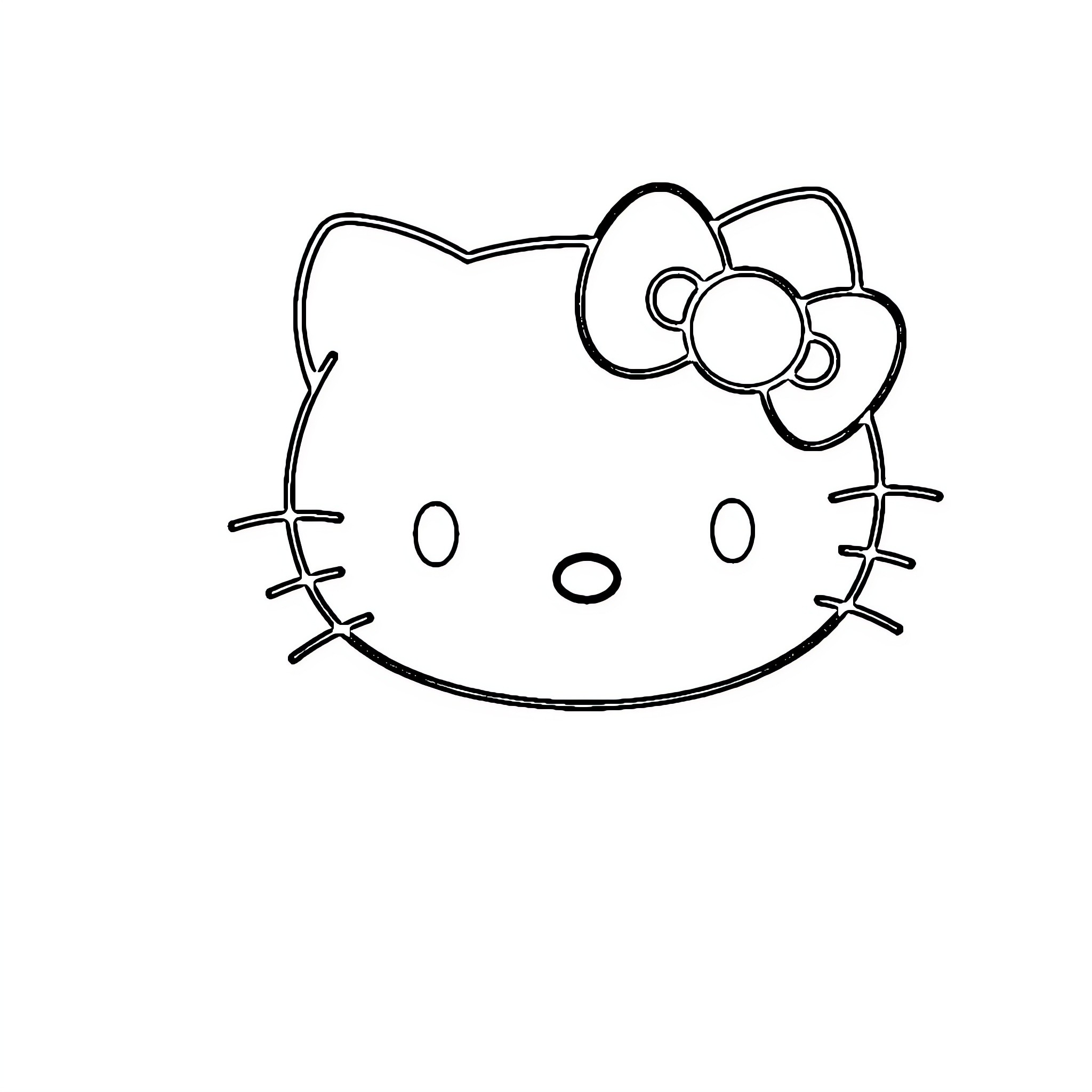 Hello Kitty smiling happily Coloring Page (free black-and-white line drawing printable PDF for all, from beginners to advanced learners, including children, teens, adults, and seniors)
