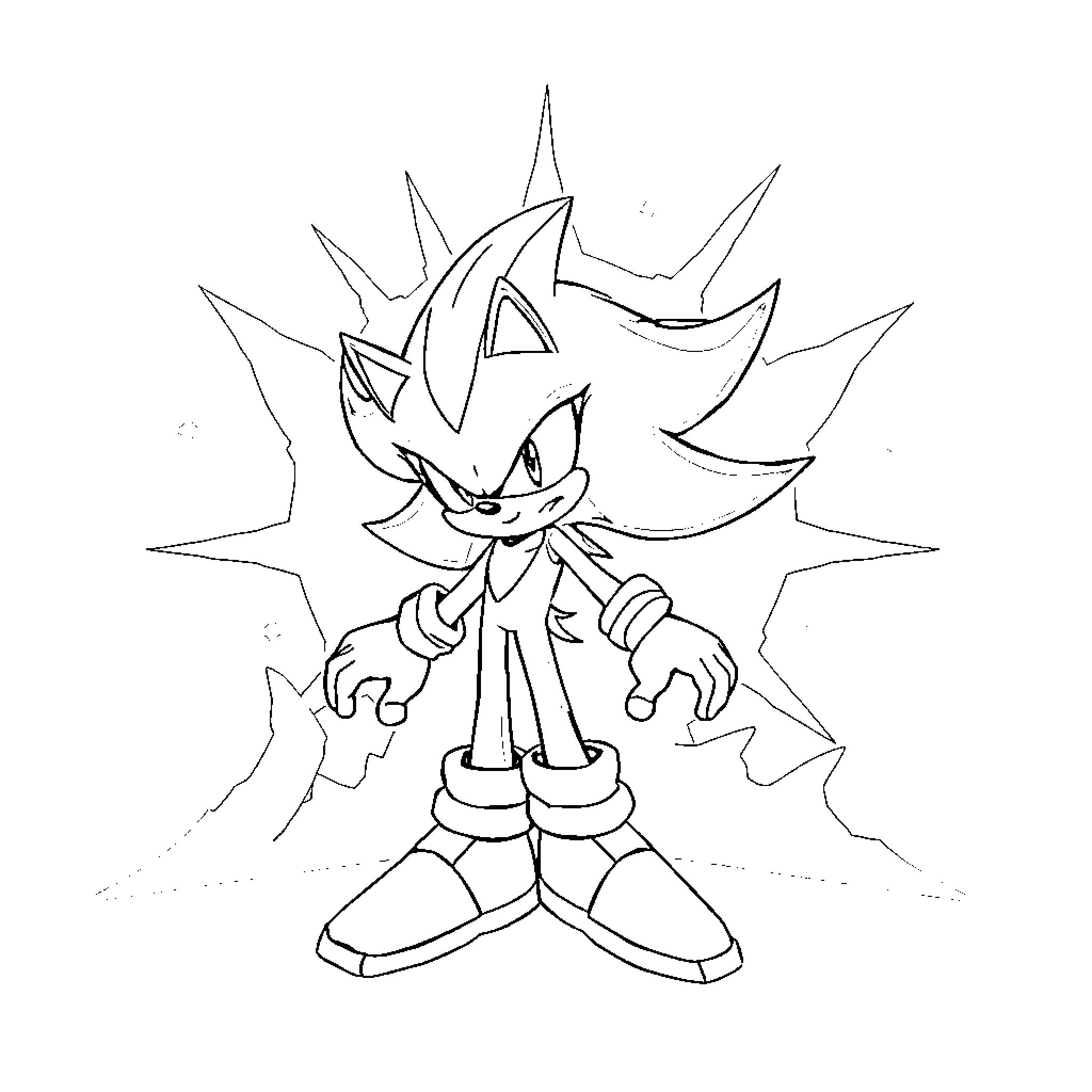 Shadow Character in Action Pose Coloring Page (free black-and-white line drawing printable PDF for all, from beginners to advanced learners, including children, teens, adults, and seniors)