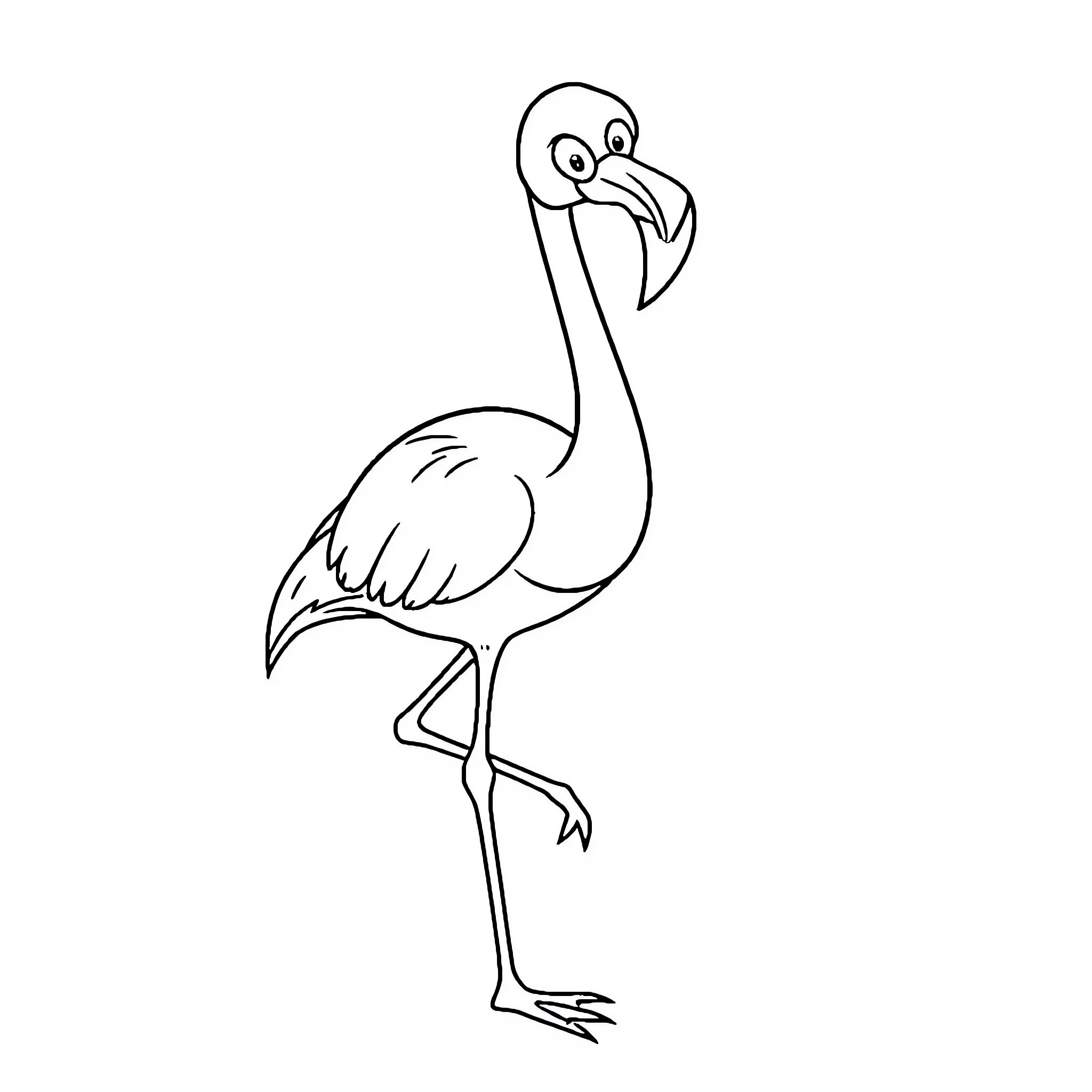 Flamingo striking a pose Coloring Page (free black-and-white line drawing printable PDF for all, from beginners to advanced learners, including children, teens, adults, and seniors)