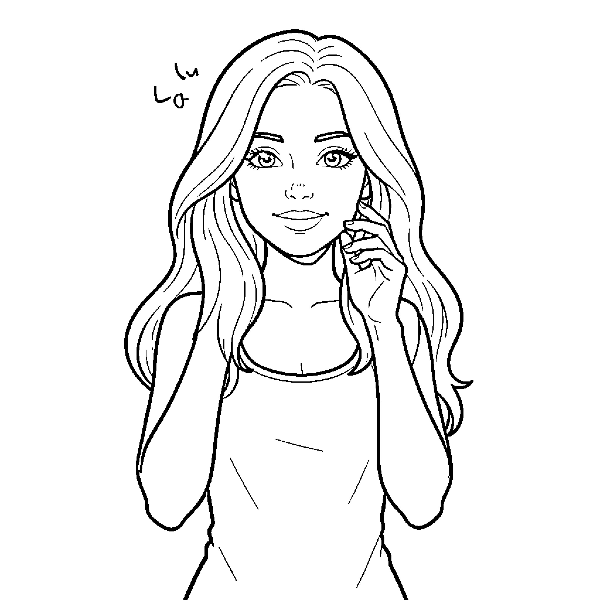 Luz's thoughtful expression Coloring Page (free black-and-white line drawing printable PDF for all, from beginners to advanced learners, including children, teens, adults, and seniors)
