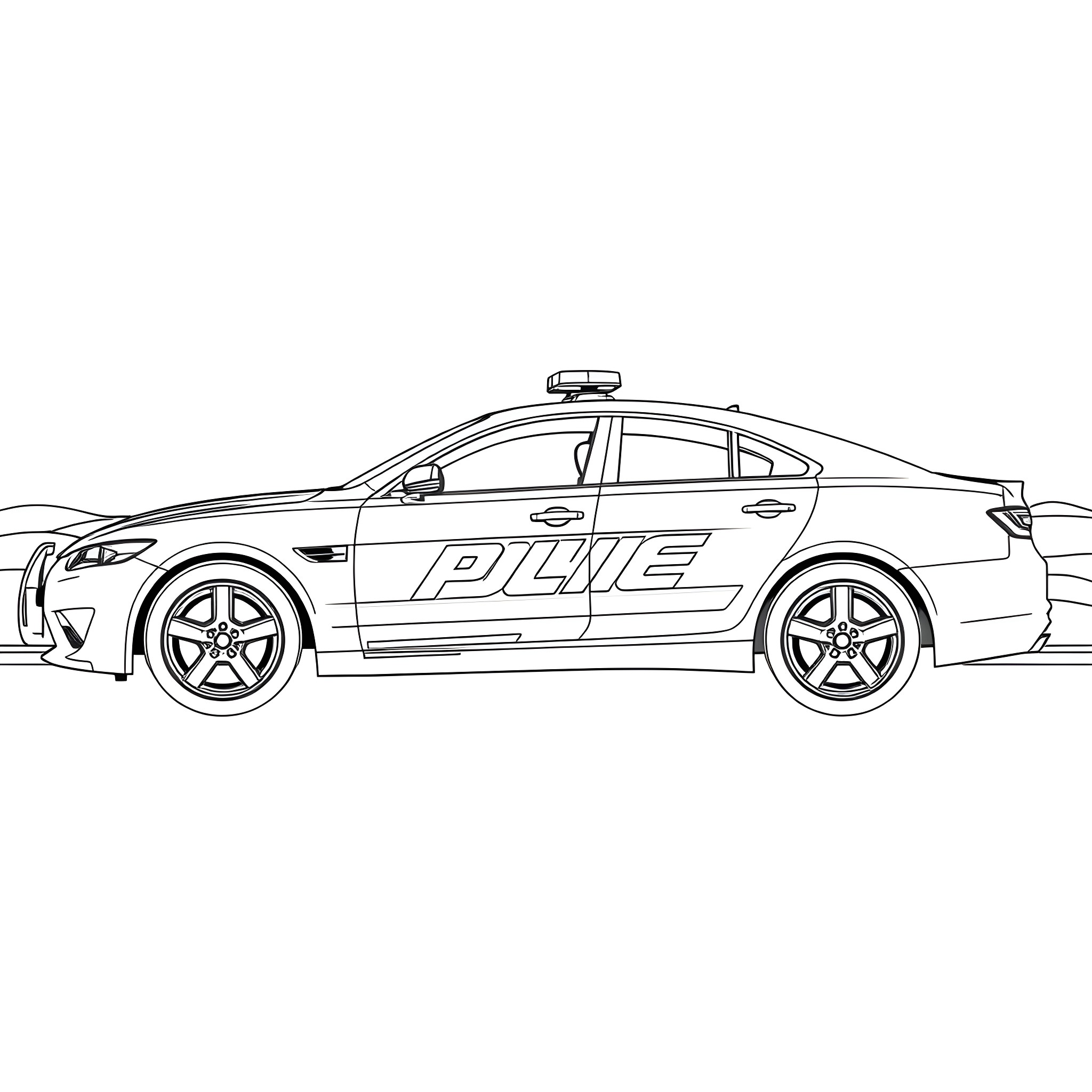 Police Car Responds to Emergency Situation Coloring Page (free black-and-white line drawing printable PDF for all, from beginners to advanced learners, including children, teens, adults, and seniors)